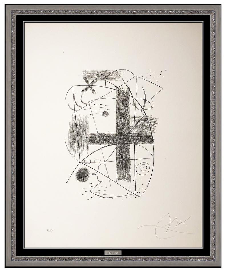 Joan Miró Abstract Print - Joan Miro Hand Signed Lithograph II Modern Abstract Framed Artwork