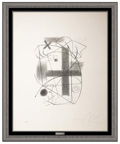 Joan Miro Hand Signed Lithograph II Modern Abstract Framed Artwork