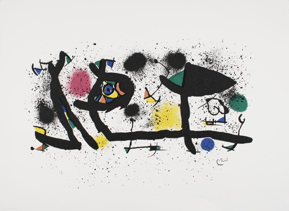 Joan Miro-Sculpture-22.25" x 30.25"-Lithograph-Surrealism-Multicolor, Black - Print by Joan Miró
