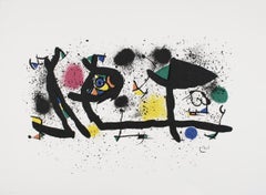 Joan Miro-Sculpture-22.25" x 30.25"-Lithograph-Surrealism-Multicolor, Black