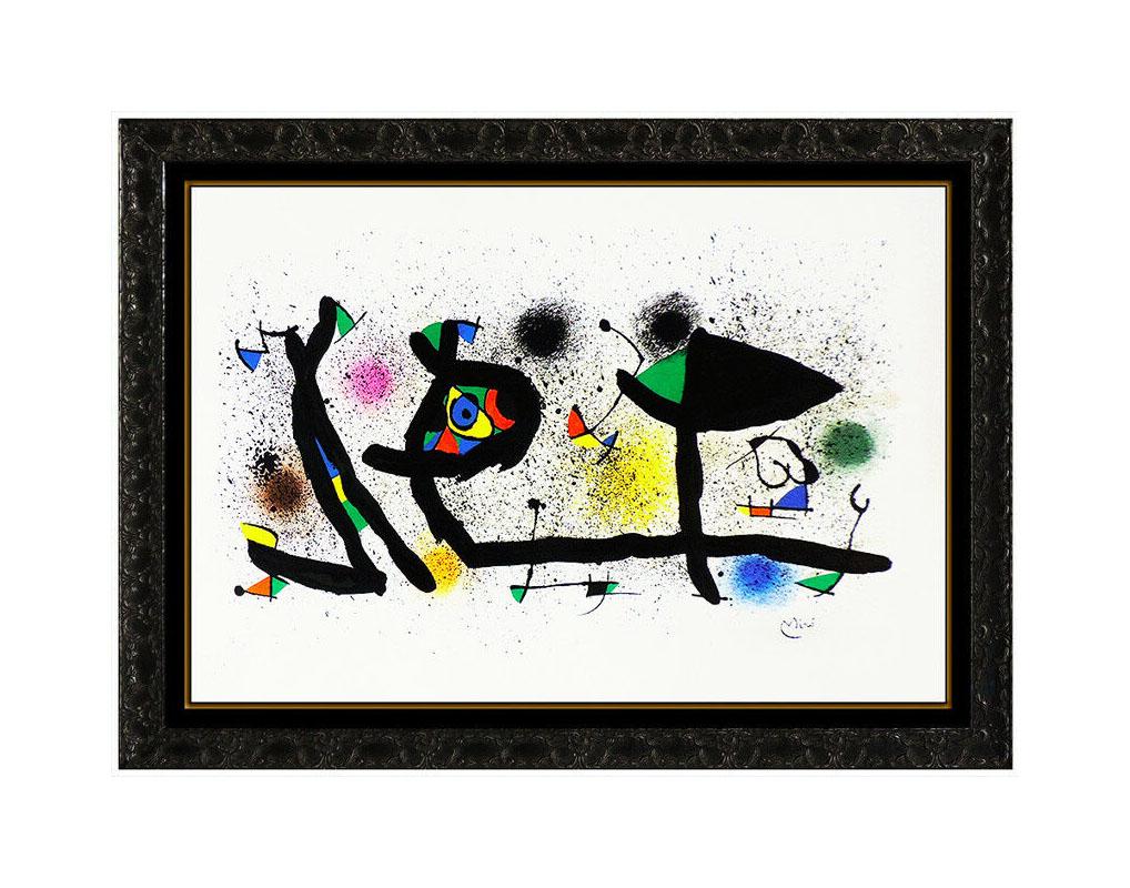 Joan Miro Sculptures Large Color Lithograph Signed Abstract Modern Framed Art - Print by Joan Miró