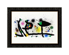 Joan Miro Sculptures Large Color Lithograph Signed Abstract Modern Framed Art