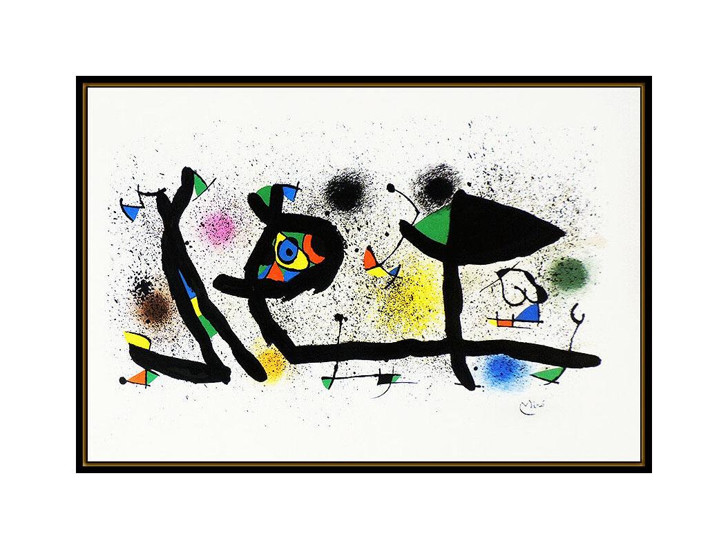Joan Miro Sculptures Large Color Lithograph Signed Abstract Modern Framed Art - Black Abstract Print by Joan Miró
