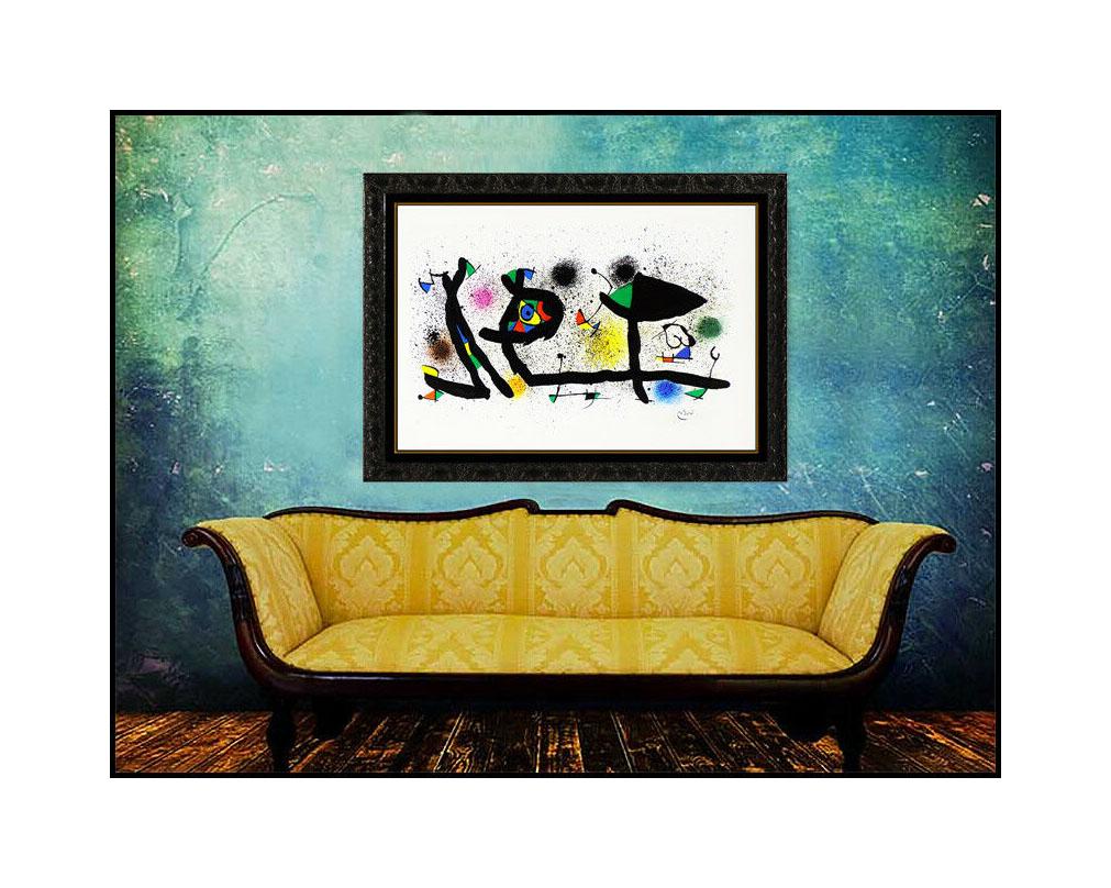 Joan Miró Abstract Print - Joan Miro Sculptures Large Color Lithograph Signed Abstract Modern Framed Art