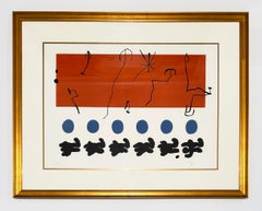 Joan Miro Signed Color Lithograph, Abstract Style, 1967, Ciel Rouge