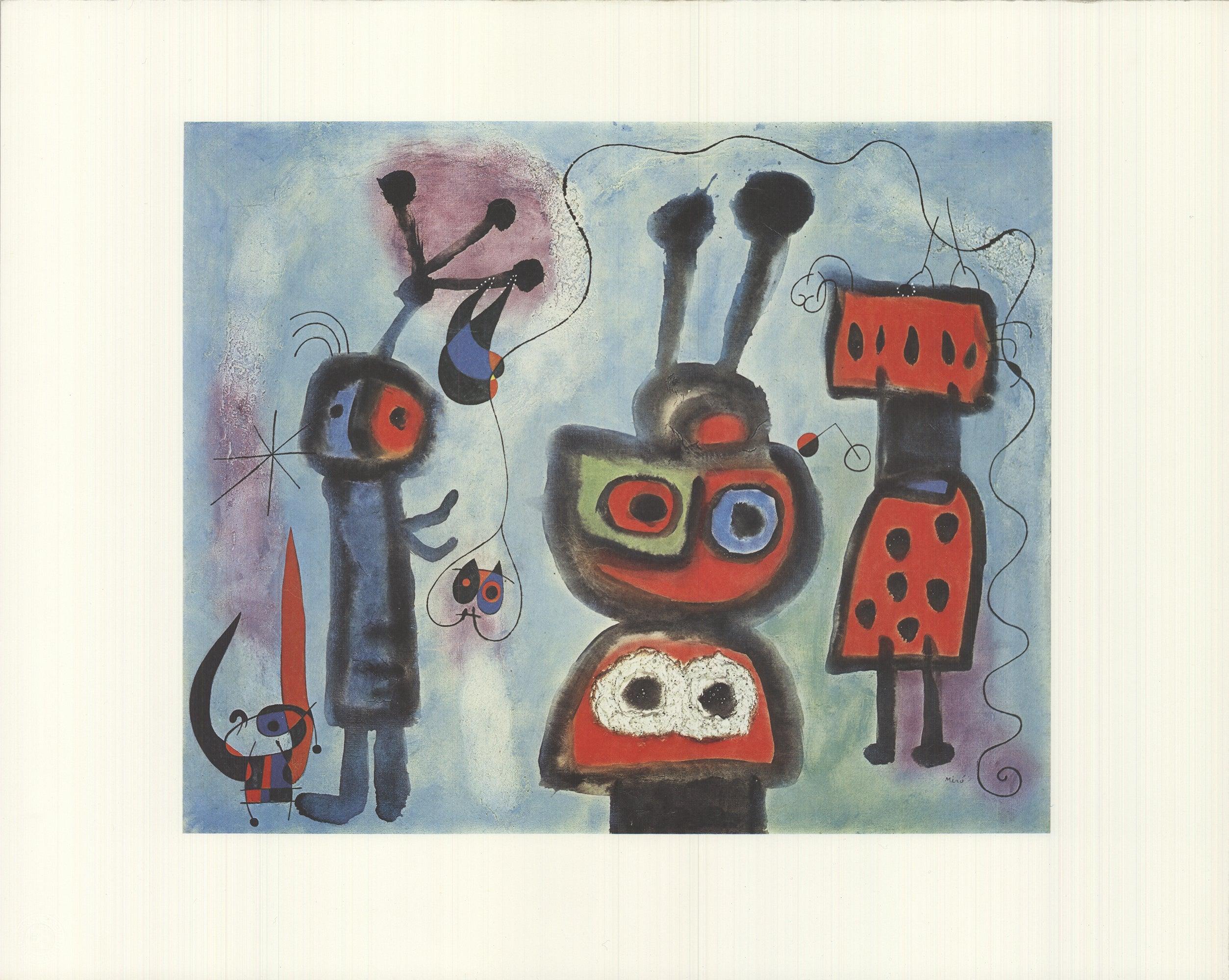 Joan Miro „Der Vogel mit einem Kalbslook, er“ Flügel in Flammen“ 1990- Offset – Print von Joan Miró