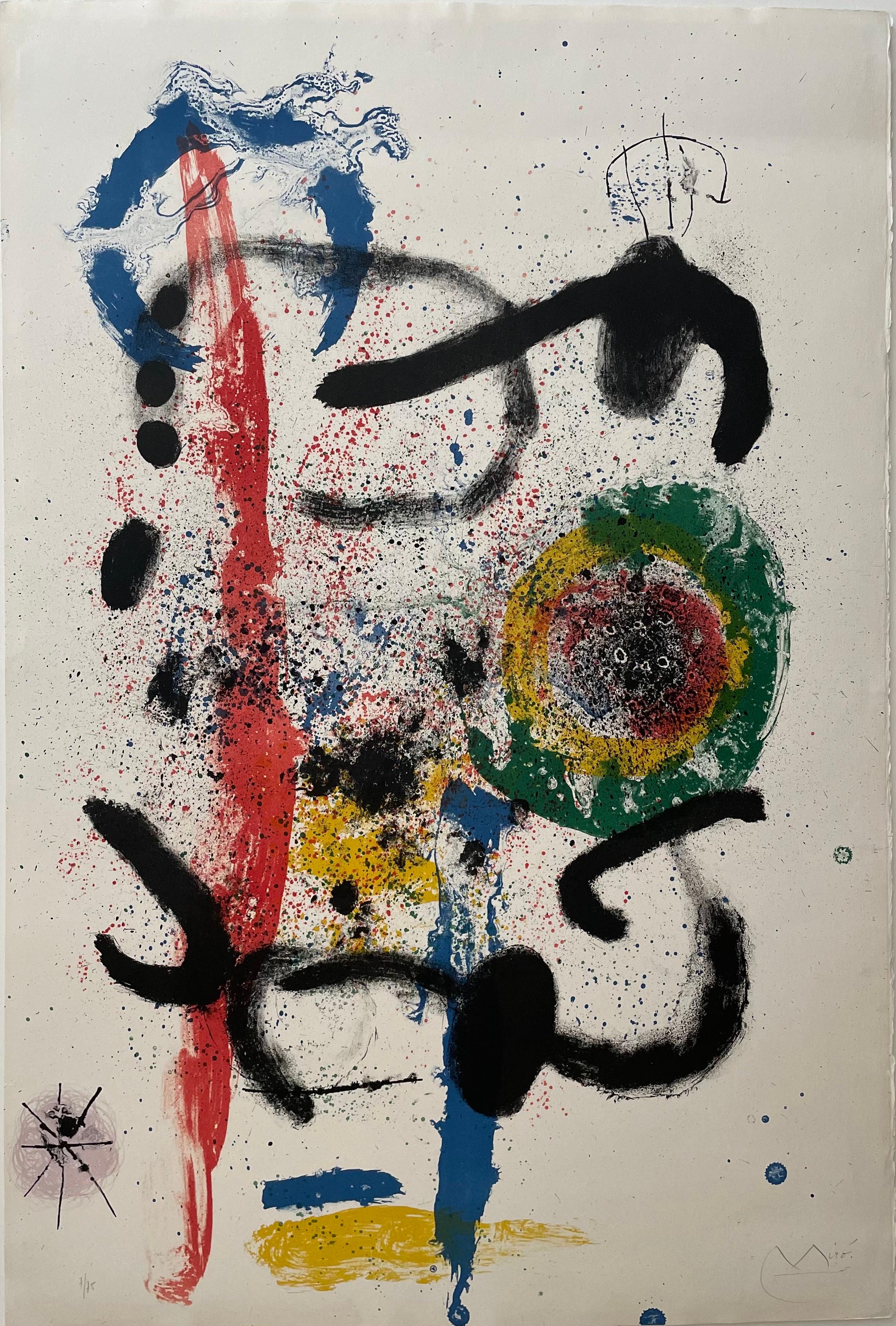 Joan Miró Abstract Print - Joan Miro, "The Cascade", original color lithograph, hand signed