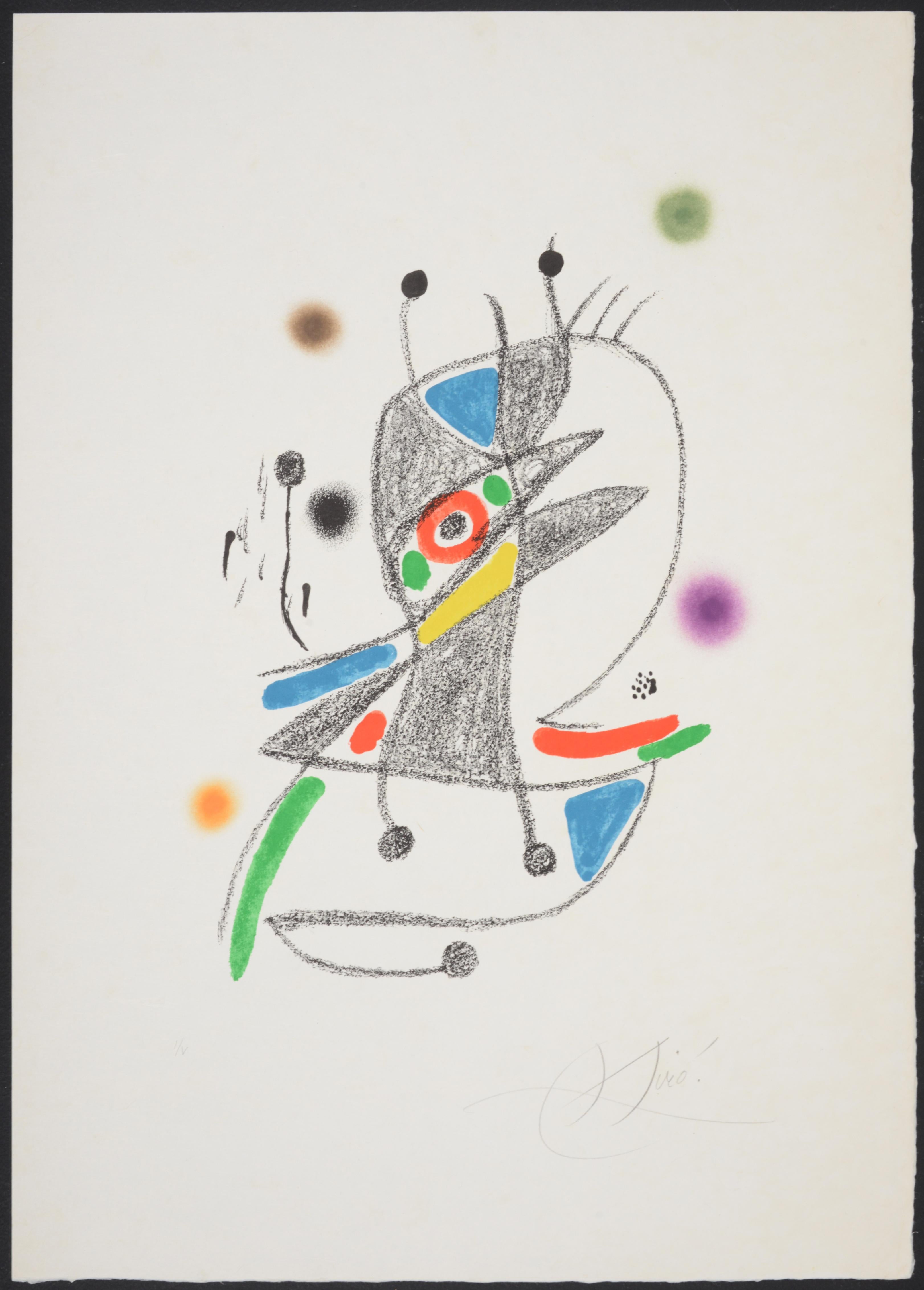 Artist/Designer; Manufacturer: Joan Miro (Spanish, 1893-1983)
Marking(s); notes: signed; I/V; 1975
Materials: lithograph on Japon paper
Dimensions (H, W, D): 29.5