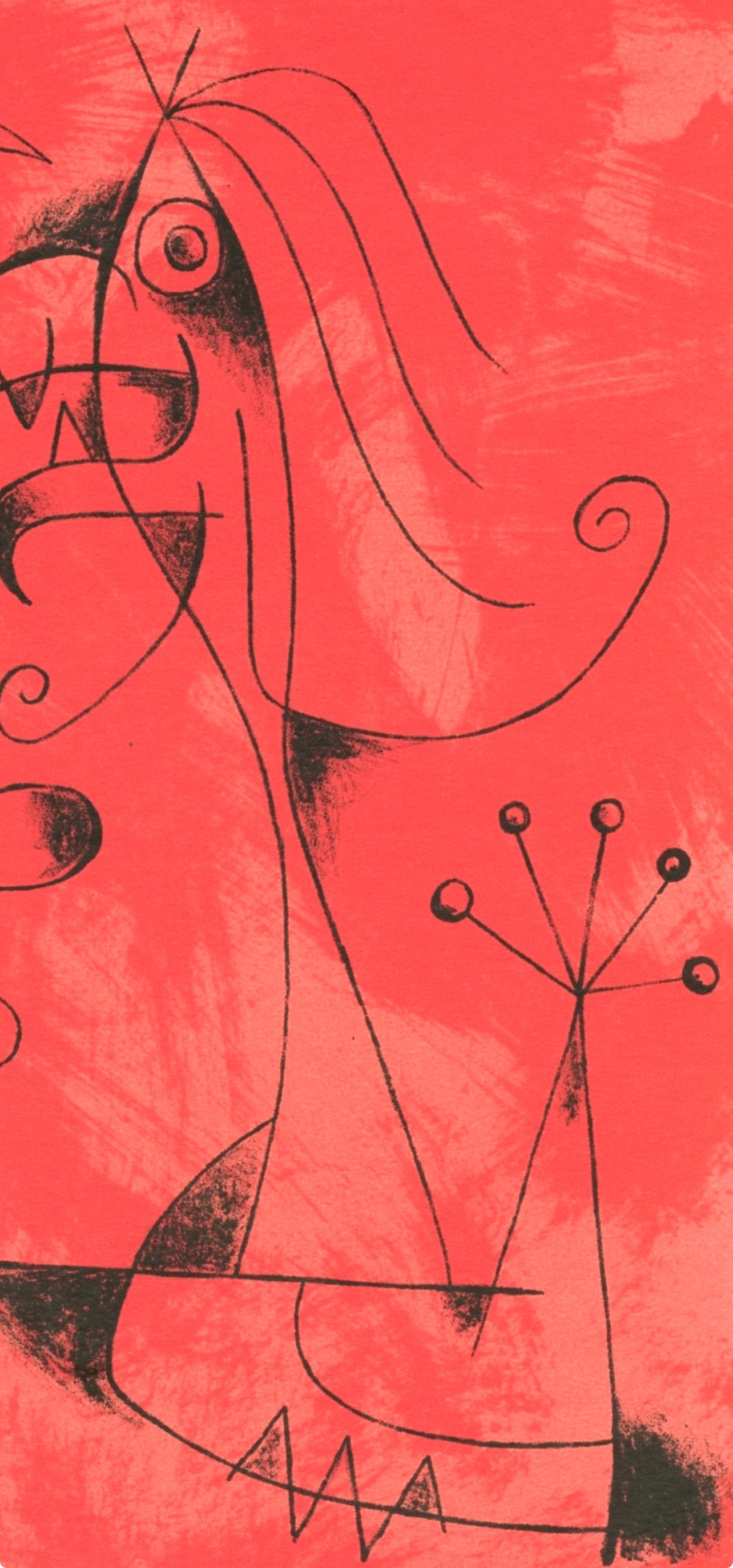 Joan Miro, Untitled, from Joan Miro, 1956 - Red Figurative Print by Joan Miró