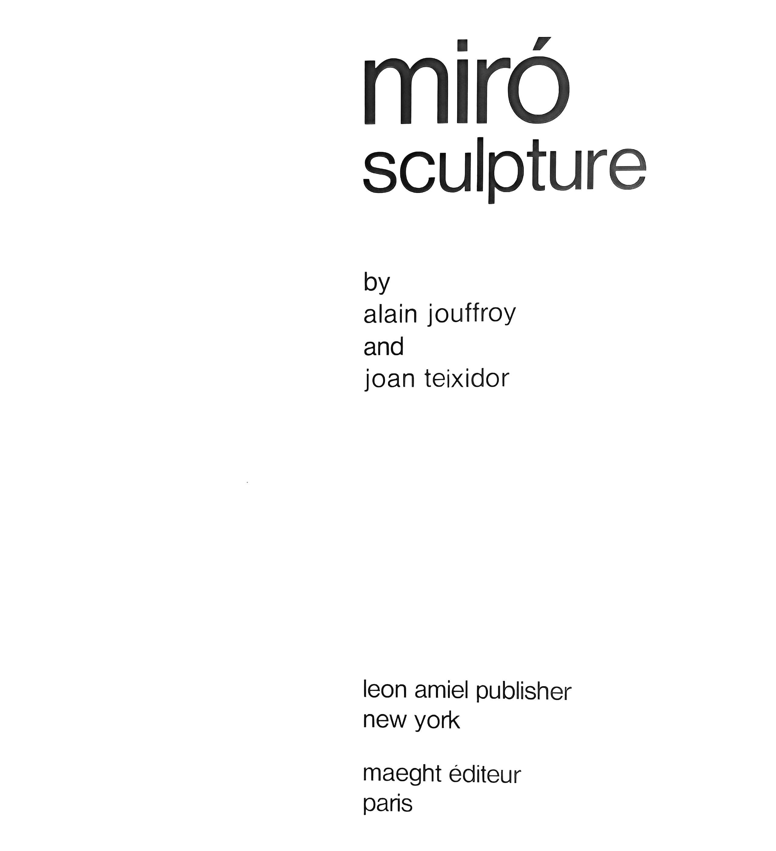 This exquisite lithograph by Joan Miro (1893–1983), titled Sans titre (Untitled), originates from the 1974 album miro sculpture (Miro Sculpture). Published by Maeght Editeur, Paris, and printed by Arte, Adrien Maeght, Paris, this work reflects Miros