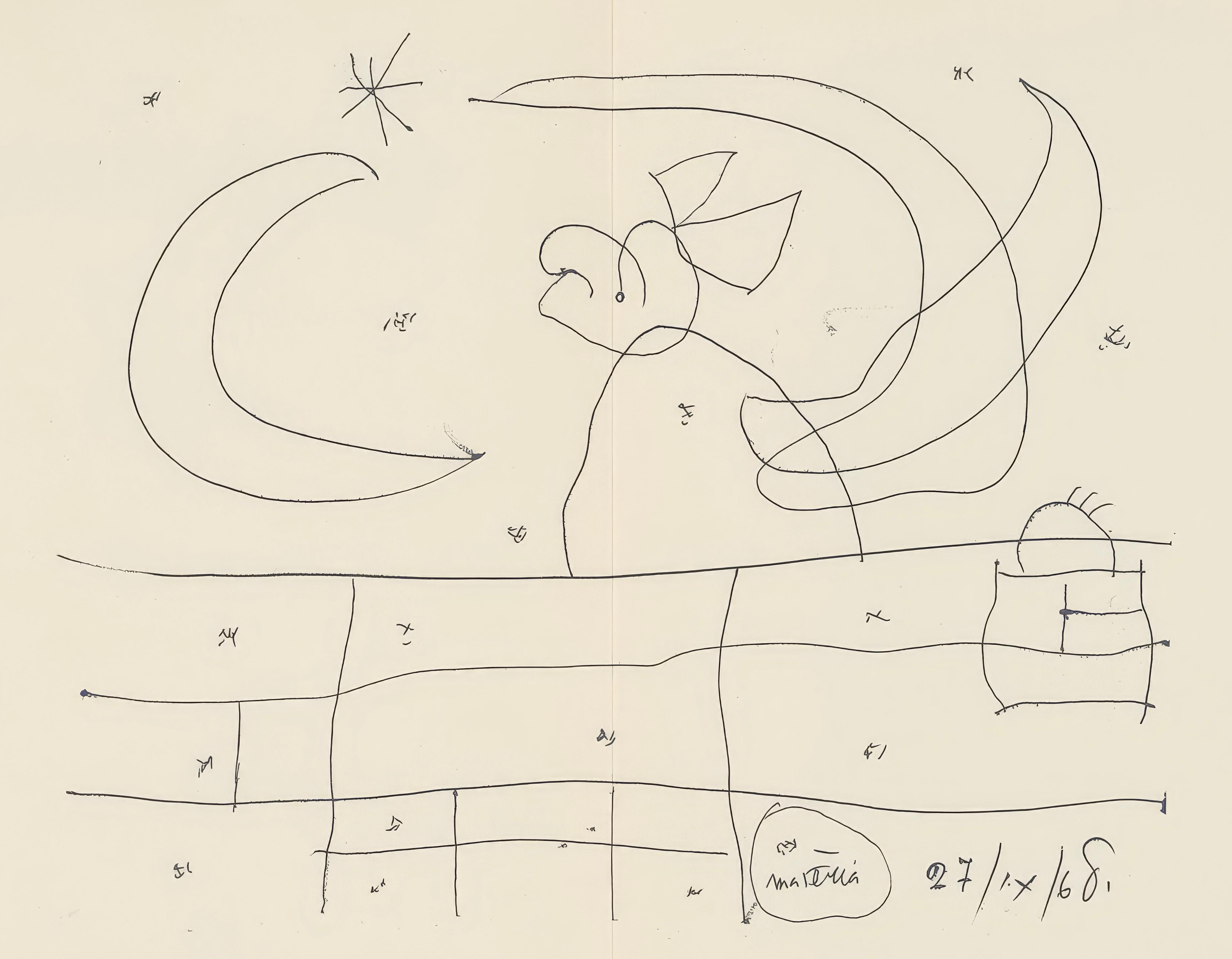 Joan Miró Landscape Print - Joan Miro, Untitled, from Tarragona Tapestry, 1972 (after)