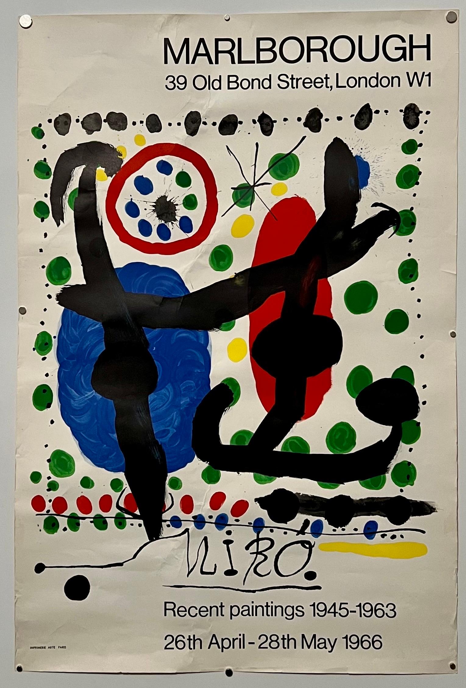Joan Miro Vintage Surrealist Lithograph Poster Adrien Maeght Marlborough Gallery - Print by Joan Miró