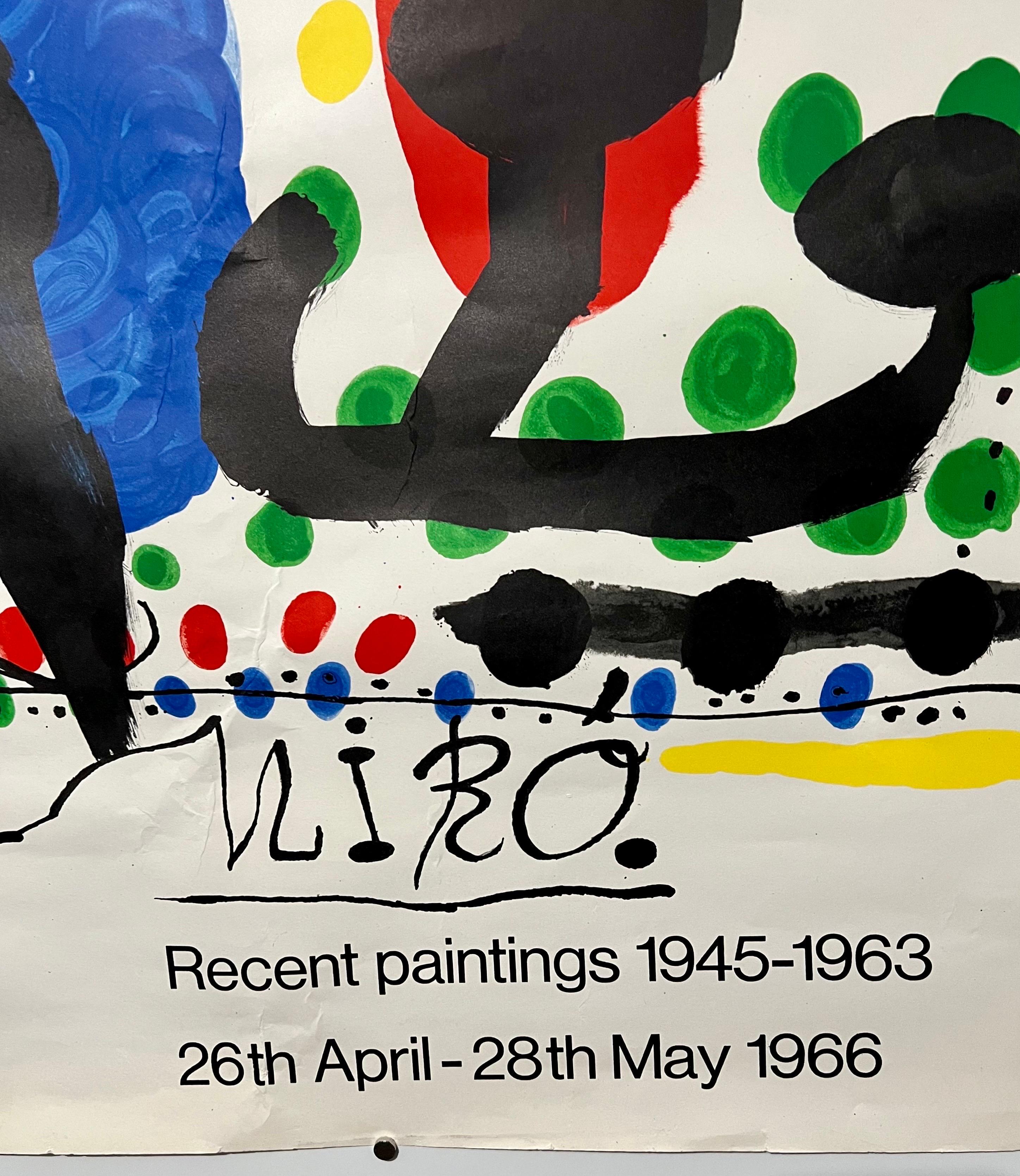 Joan Miro Vintage Surrealist Lithograph Poster Adrien Maeght Marlborough Gallery - White Abstract Print by Joan Miró