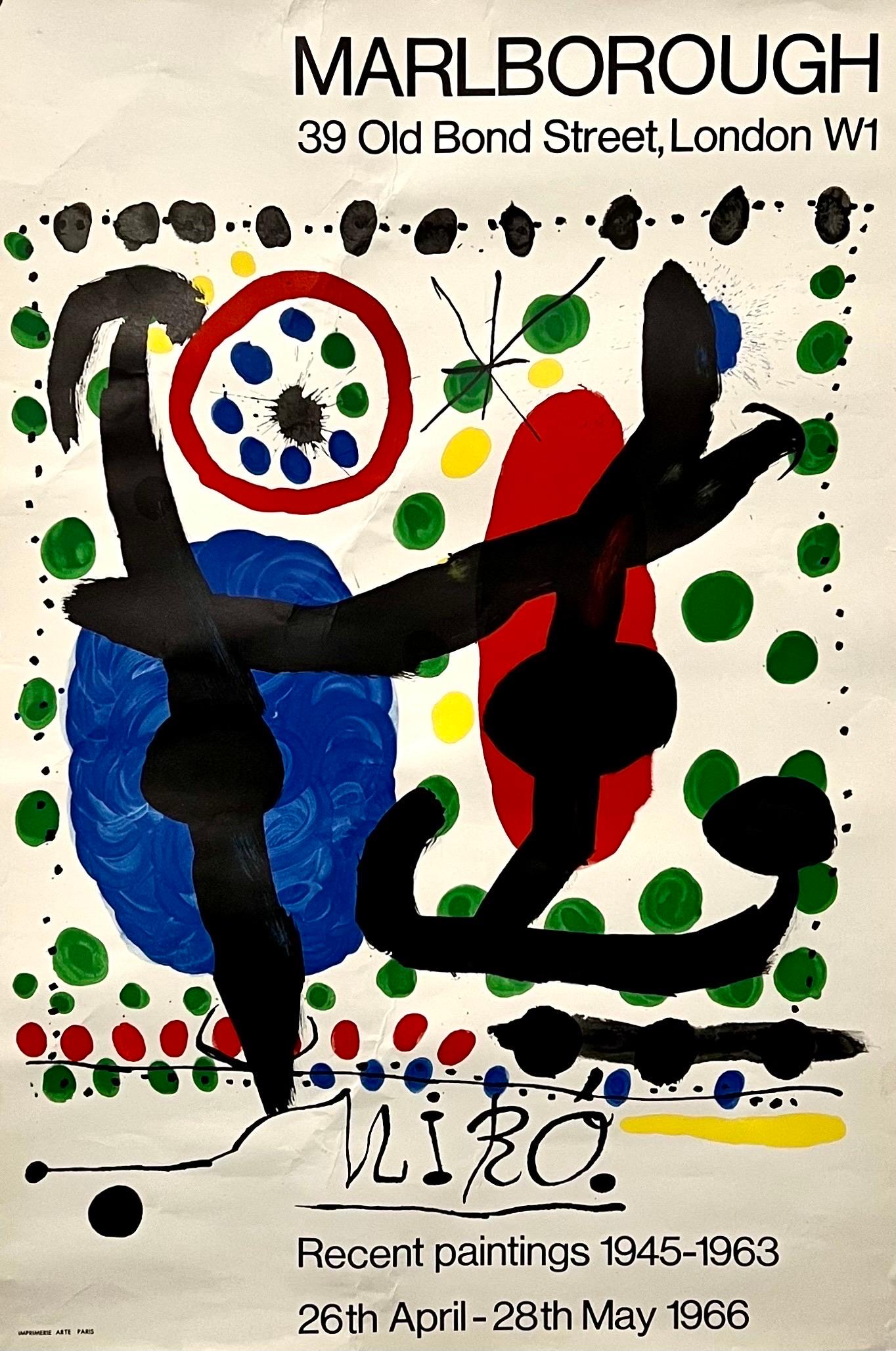 Joan Miró Abstract Print - Joan Miro Vintage Surrealist Lithograph Poster Adrien Maeght Marlborough Gallery