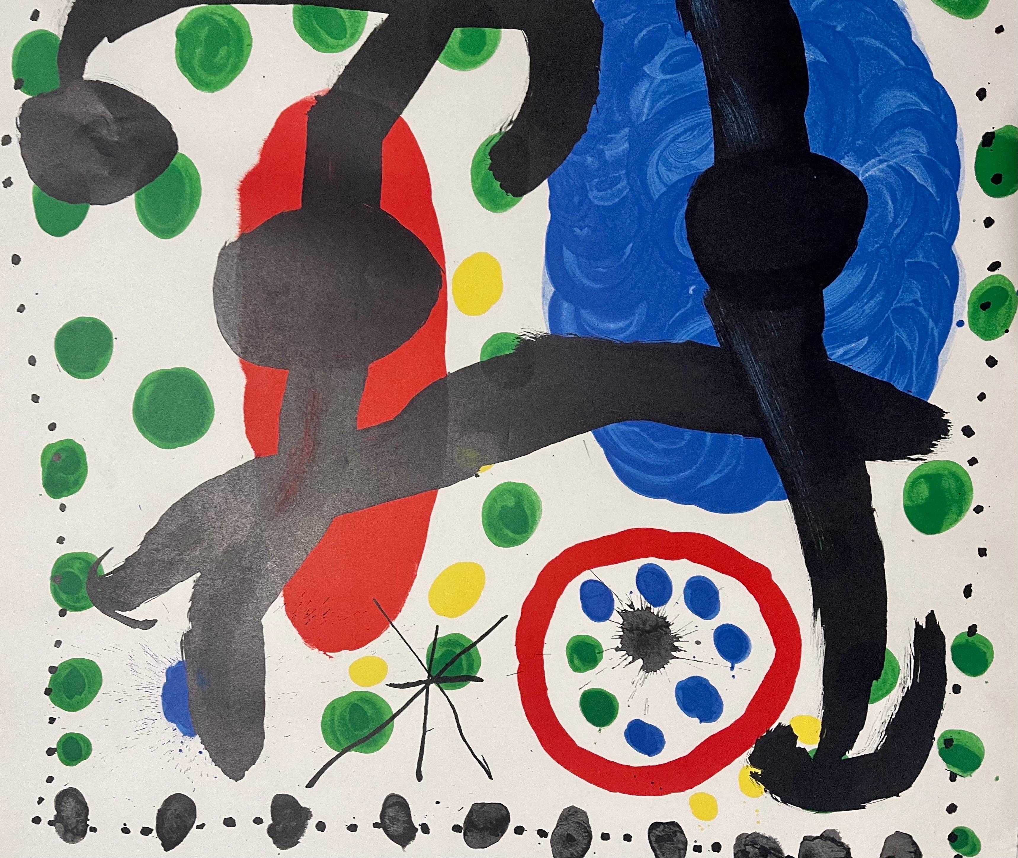 Joan Miro Vintage Surrealist Lithograph Poster Adrien Maeght Paris London Show 2