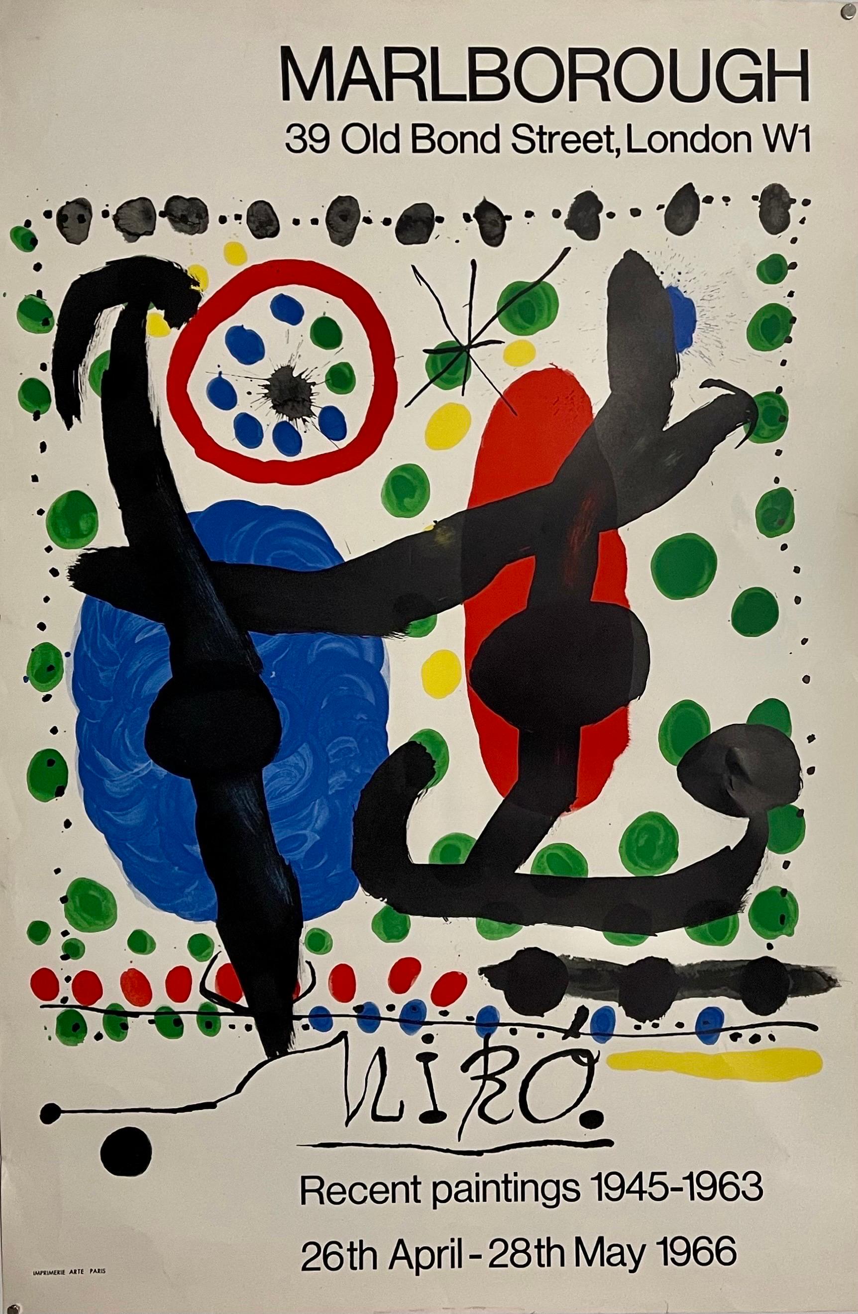 Joan Miró Abstract Print - Joan Miro Vintage Surrealist Lithograph Poster Adrien Maeght Paris London Show
