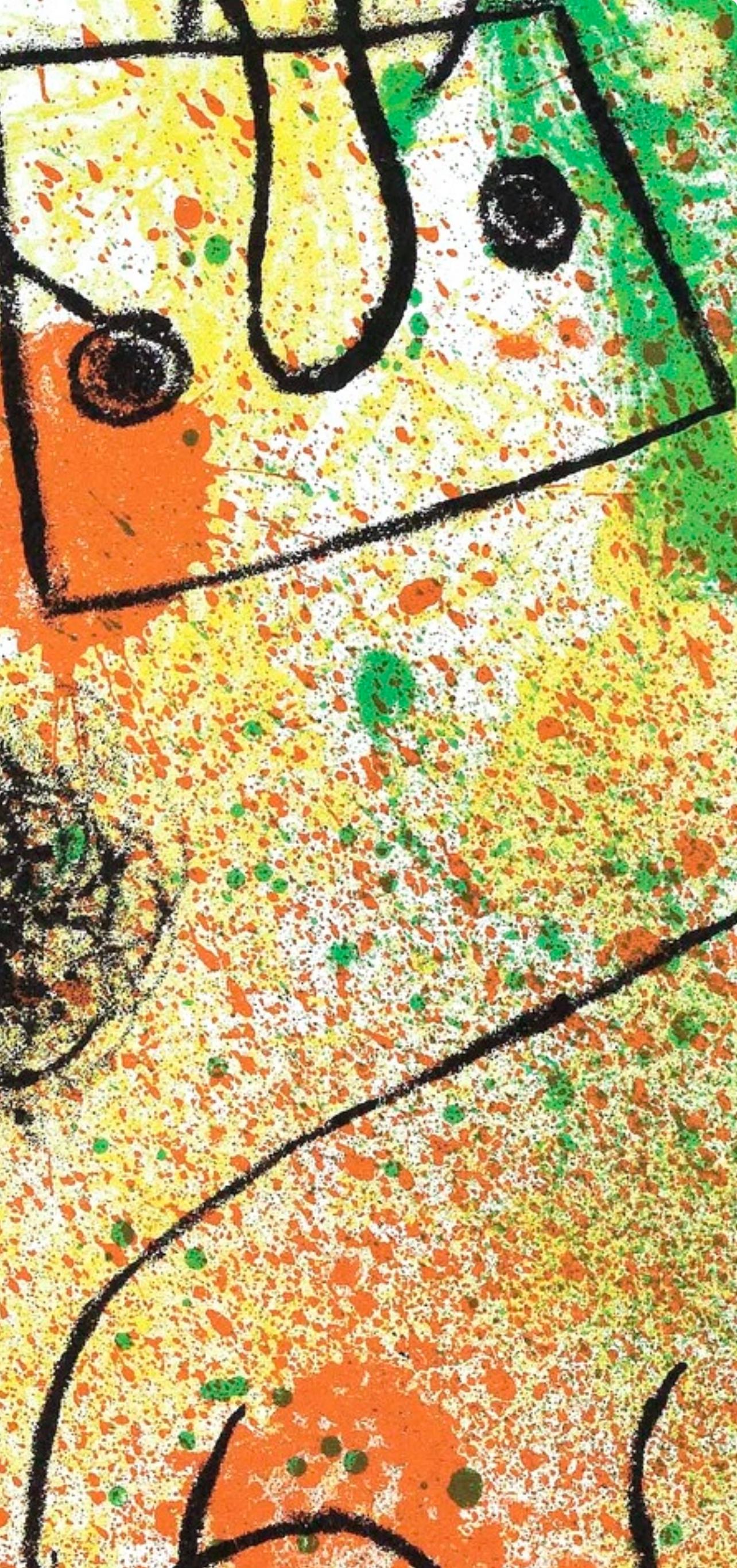 Joan Miro, Woman and Bird in Torment, from Derriere le miroir, 1967 - Beige Abstract Print by Joan Miró