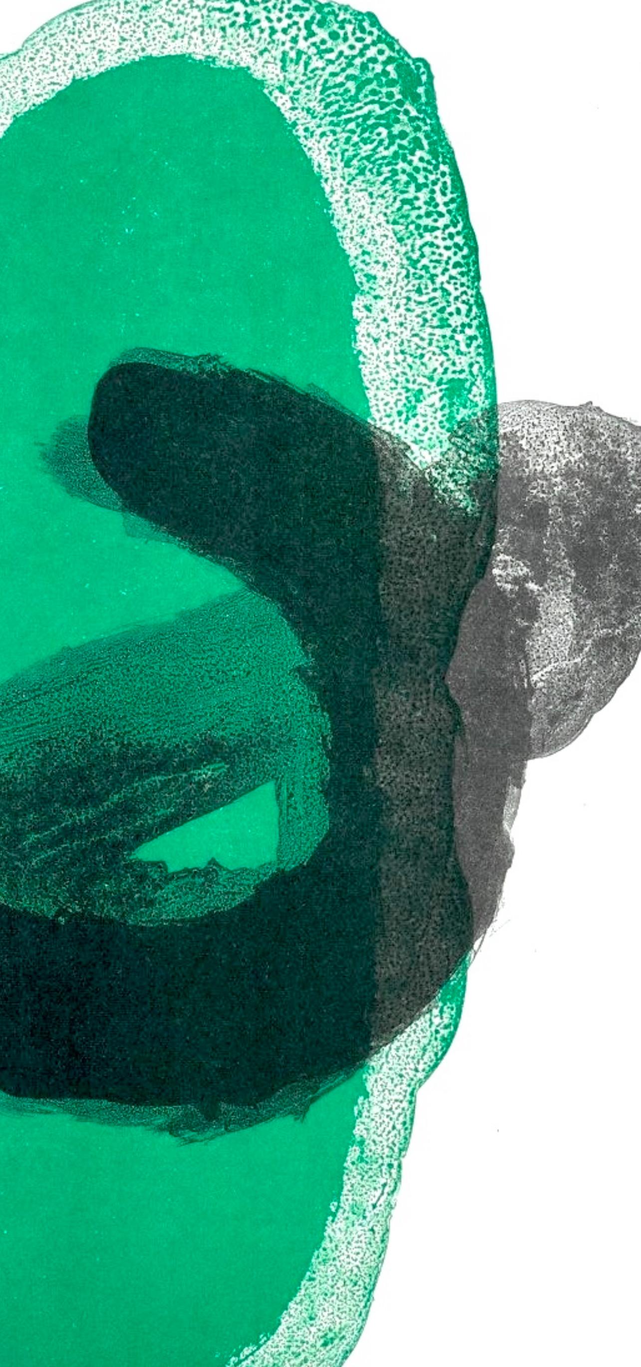 Joan Miro, Jaune et vert, extrait de Derriere le Miroir, 1961 - Vert Abstract Print par Joan Miró