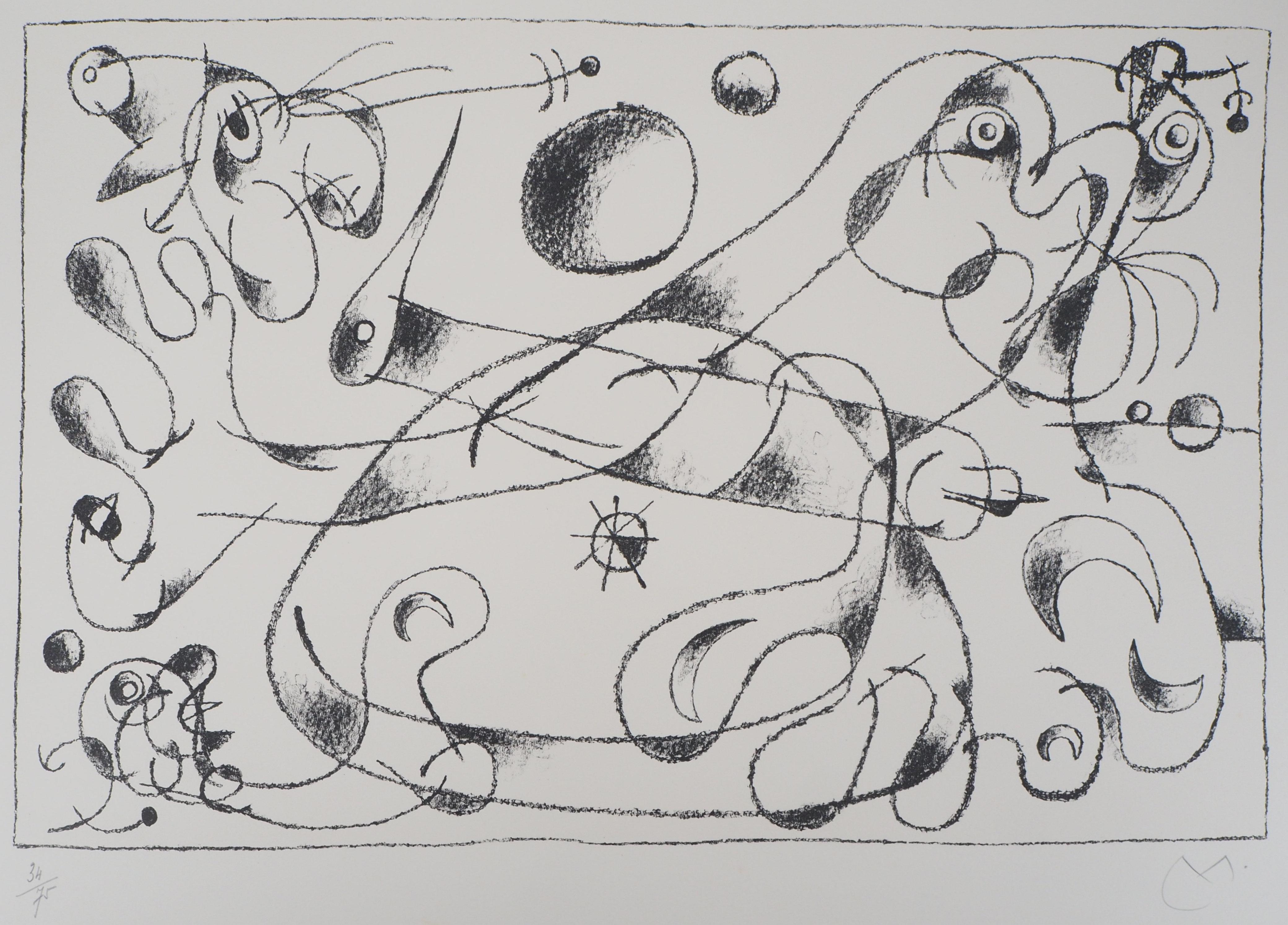 Joan Miró Abstract Print - King Ubu : Master of Planets - Original lithograph, Handsigned (Mourlot #487)