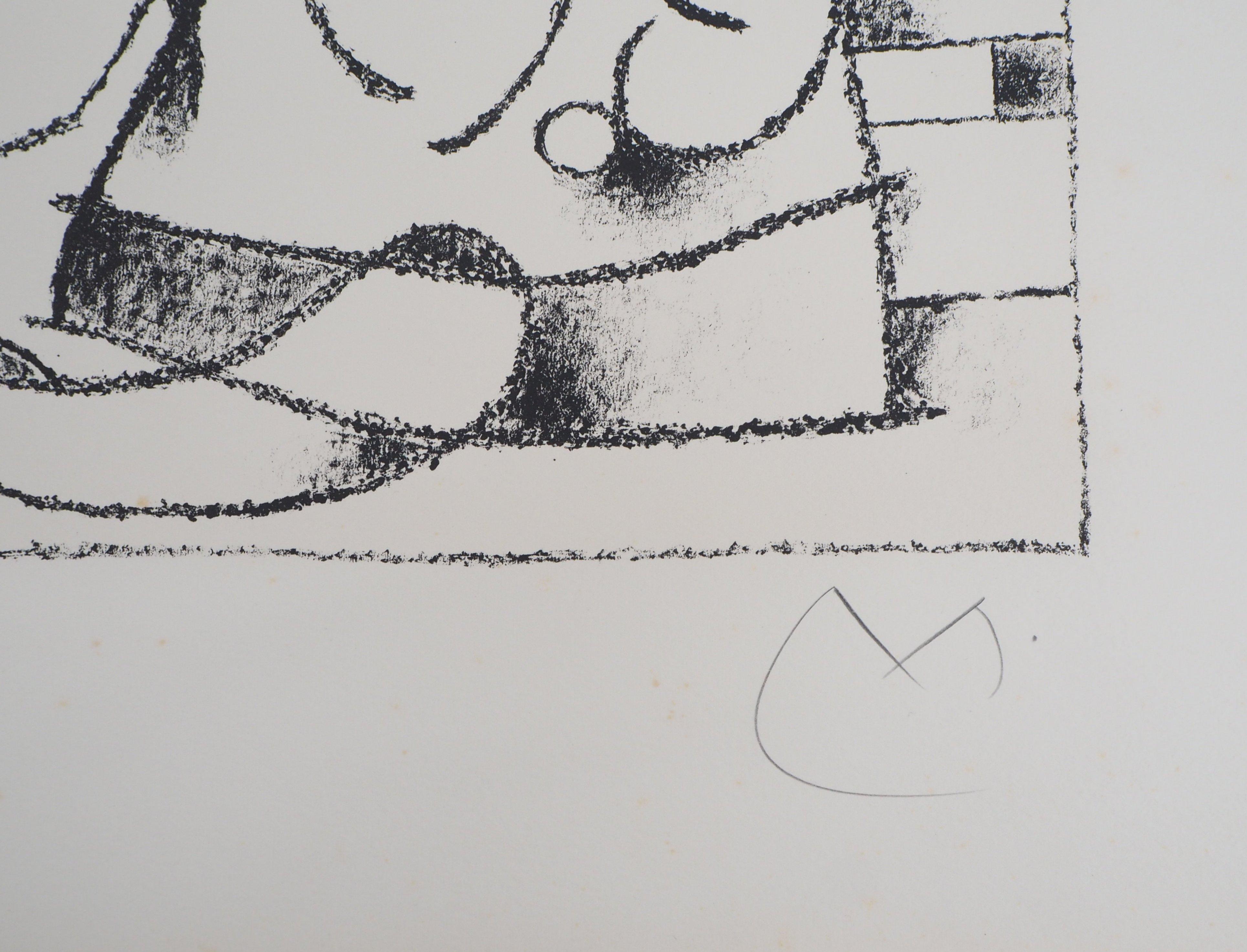 King Ubu VIII - Original lithograph, Handsigned & N° - Gray Abstract Print by Joan Miró