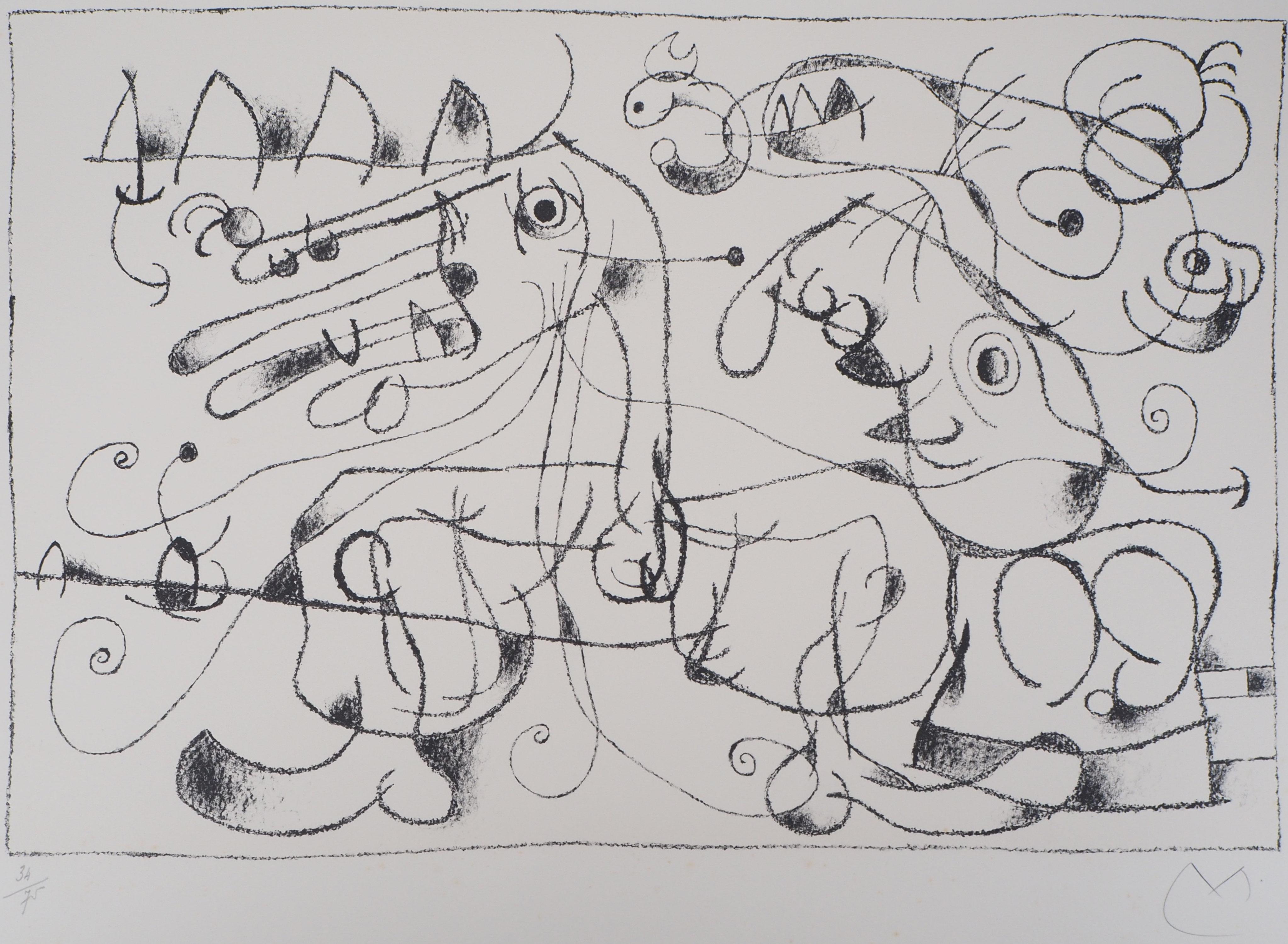 Joan Miró Abstract Print - King Ubu VIII - Original lithograph, Handsigned & N°