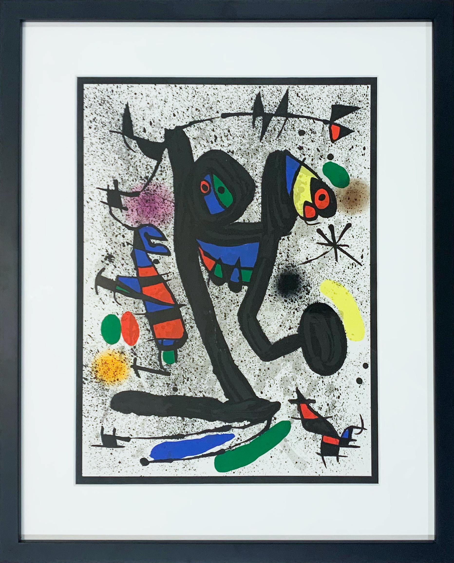 La Demoiselle aux Papillons - Abstract Print Grigio di Joan Miró