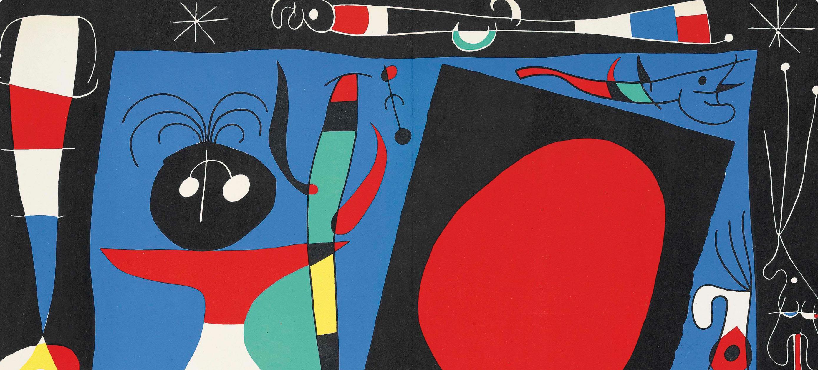 La femme au miroir (Cramer 35; Mourlot 242), Derrière le miroir - Surrealist Print by Joan Miró