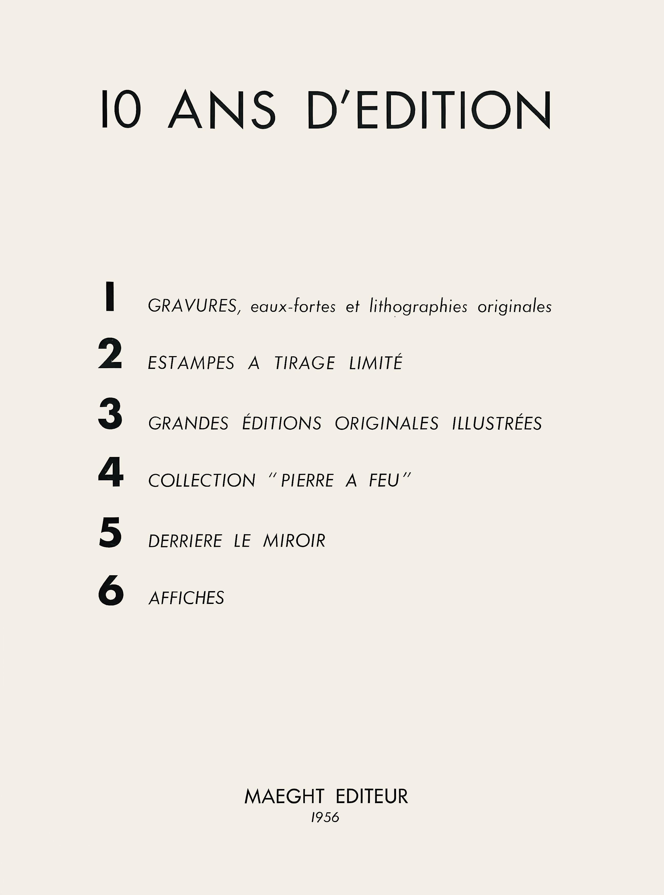 Lithograph on vélin paper. Paper Size: 15 x 22 inches, with centerfold, as issued. Inscription: Signed in the plate and unnumbered, as issued. Catalogue raisonné references: Cramer, Patrick, and Joan Miró. Joan Miró, Catalogue Raisonné Des Livres