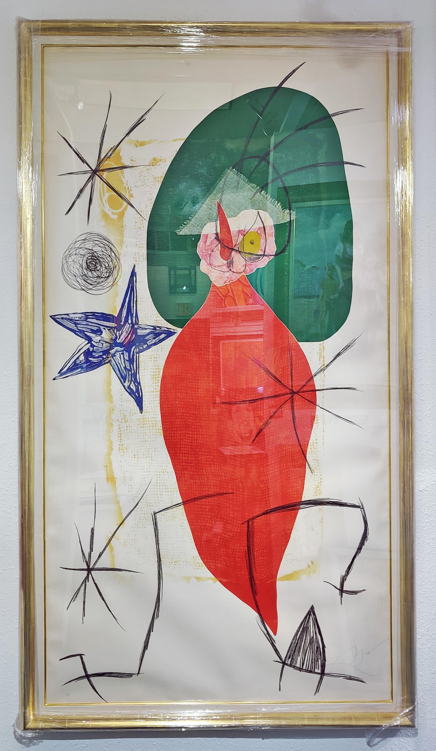 LA FOLLE AU PIMENT RAGEUR (Beige), Figurative Print, von Joan Miró