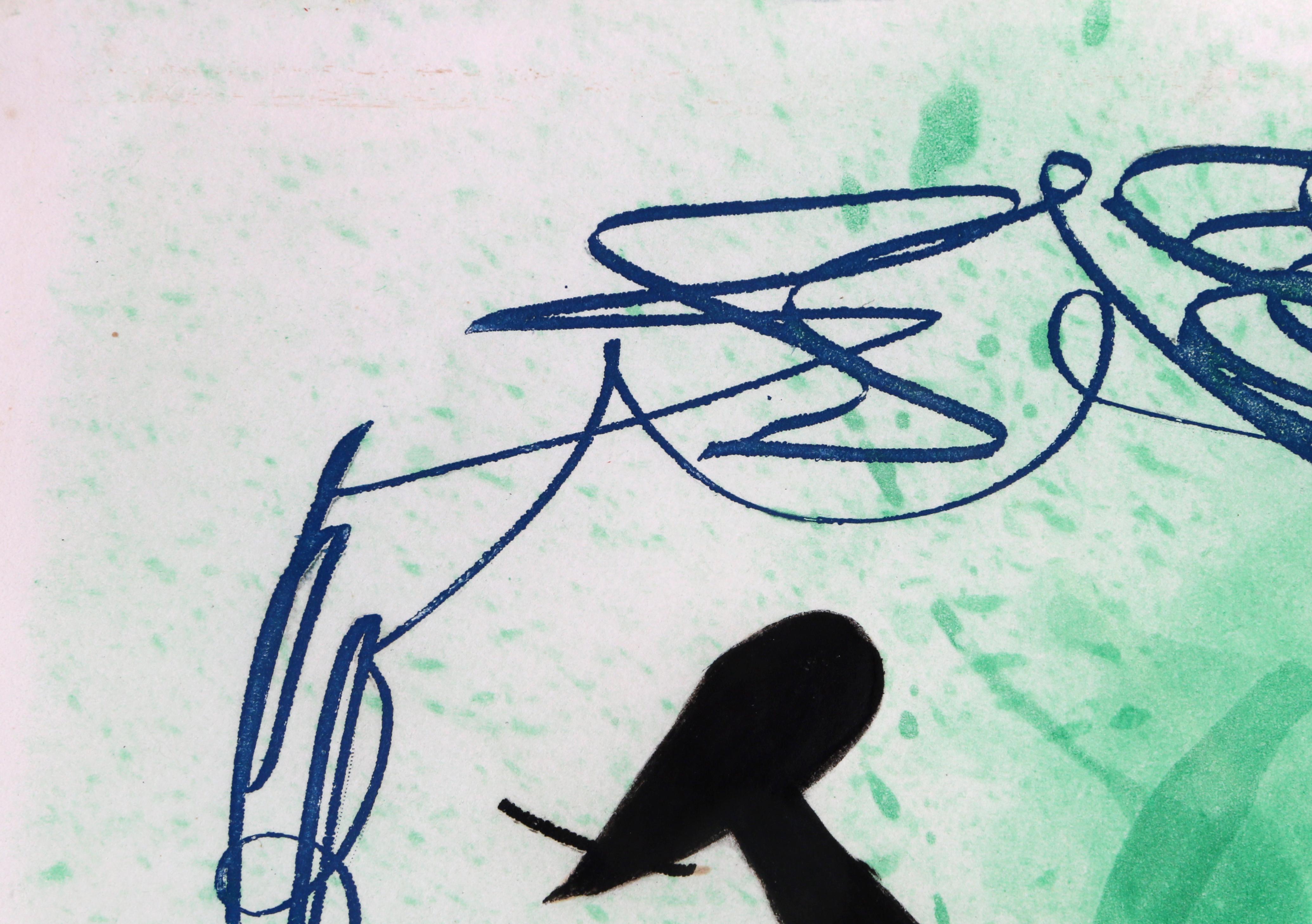 La Harpie, Hand-Signed Surrealist Aquatint Etching by Joan Miro - Gray Abstract Print by Joan Miró