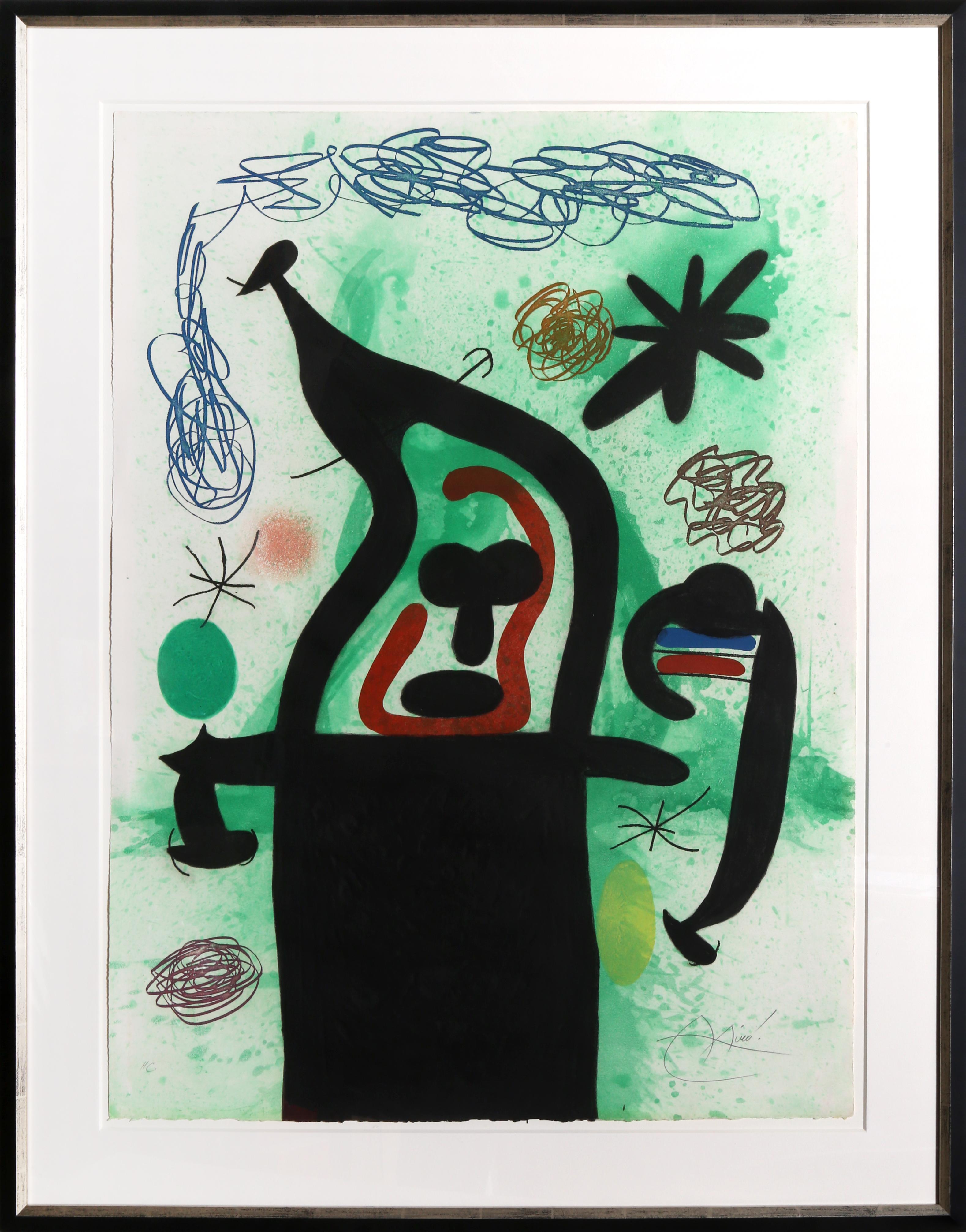 Joan Miró Abstract Print - La Harpie, Hand-Signed Surrealist Aquatint Etching by Joan Miro