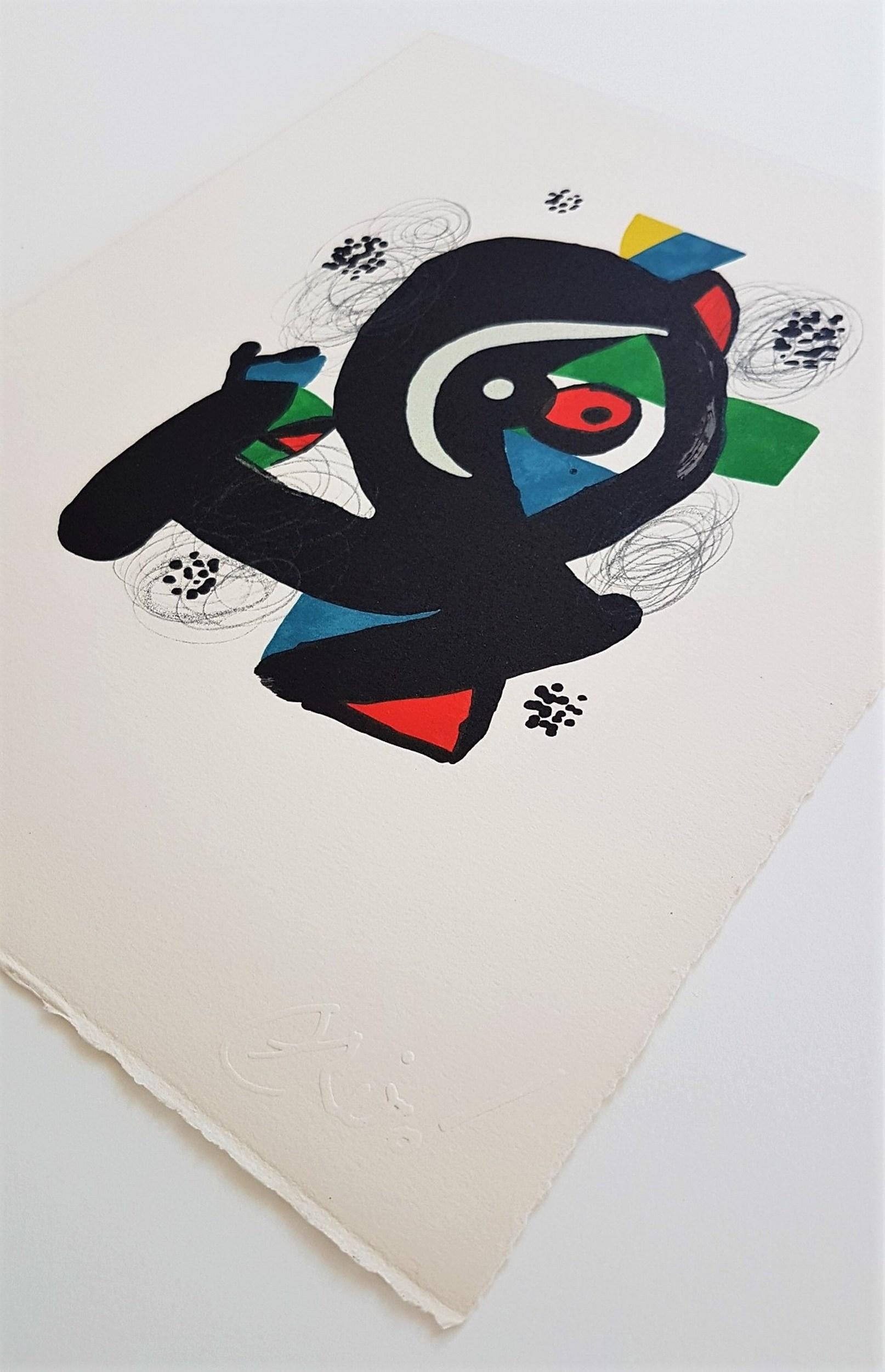 La Mélodie Acide - 2 - Gray Abstract Print by Joan Miró