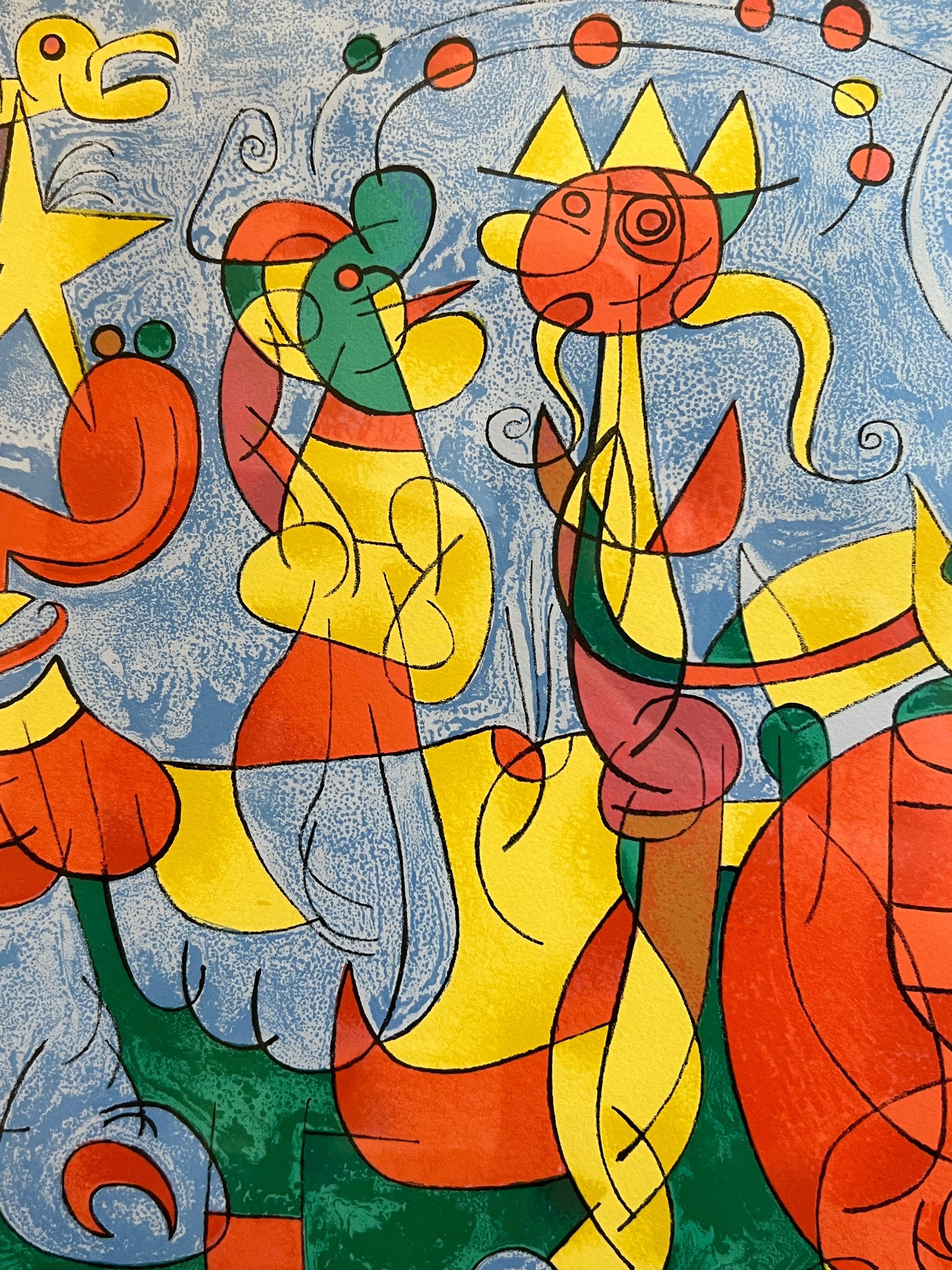 Large 1966 SURREAL Joan Miro Ubu roi (King Ubu): plate 3 LITHOGRAPH Colored - Print by Joan Miró