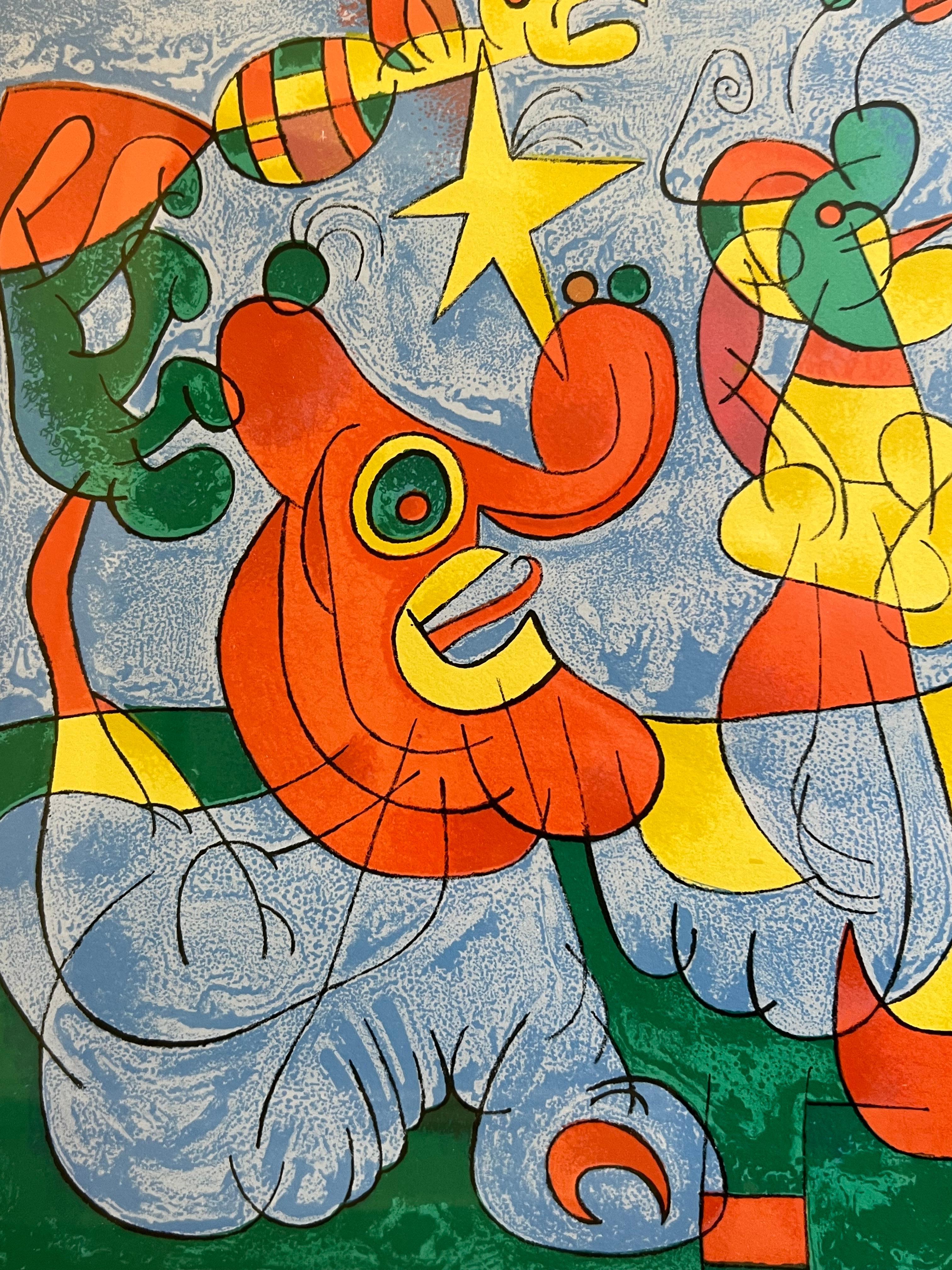 Grand Joan Miro Ubu roi (King Ubu) : planche 3 LITHOGRAPH colorée, 1966 - Surréalisme Print par Joan Miró