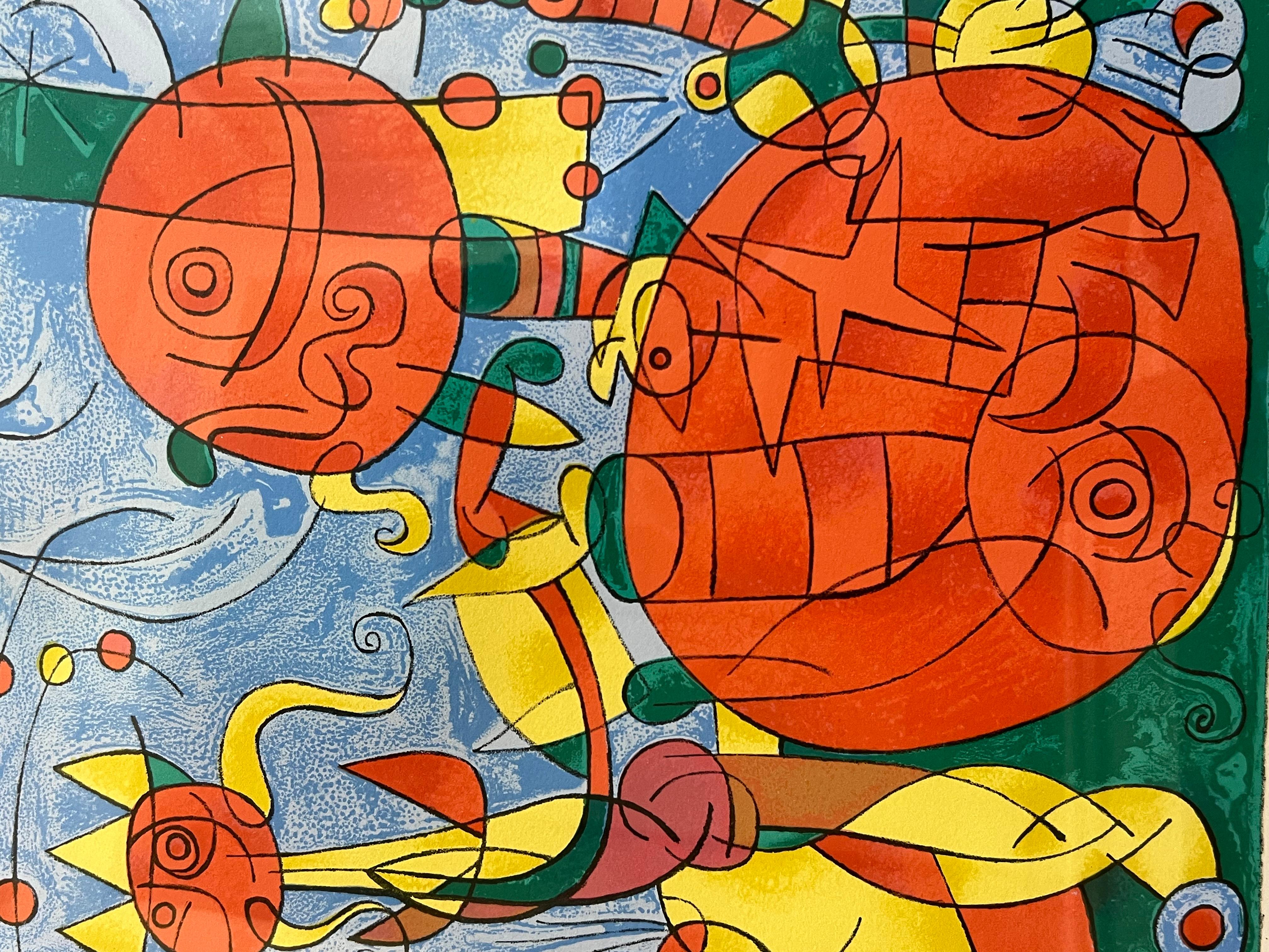 Grand Joan Miro Ubu roi (King Ubu) : planche 3 LITHOGRAPH colorée, 1966 en vente 1