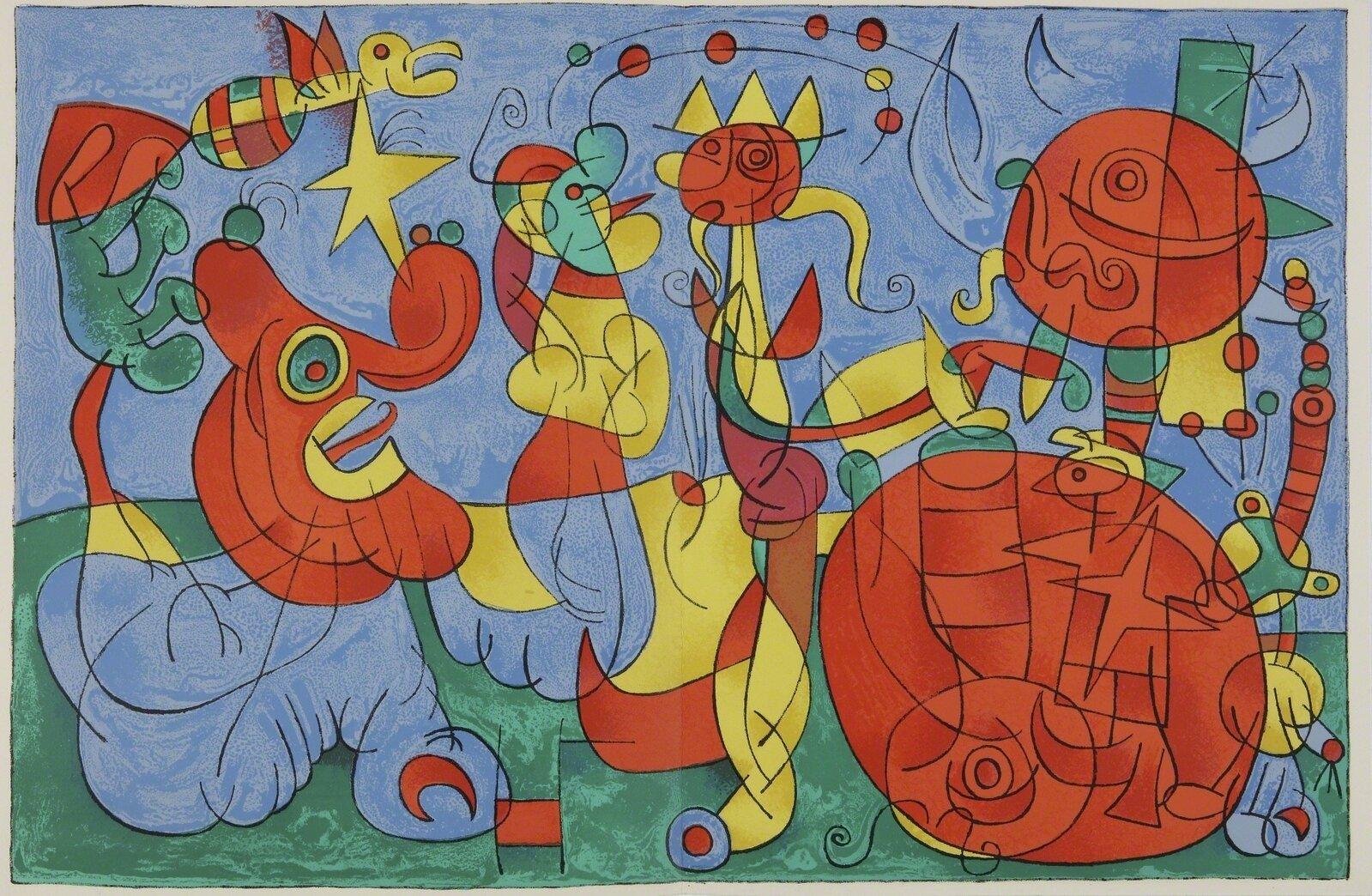 Große 1966 SURREAL Joan Miro Ubu roi (King Ubu): Platte 3 LITHOGRAPH farbig lackiert im Angebot 3