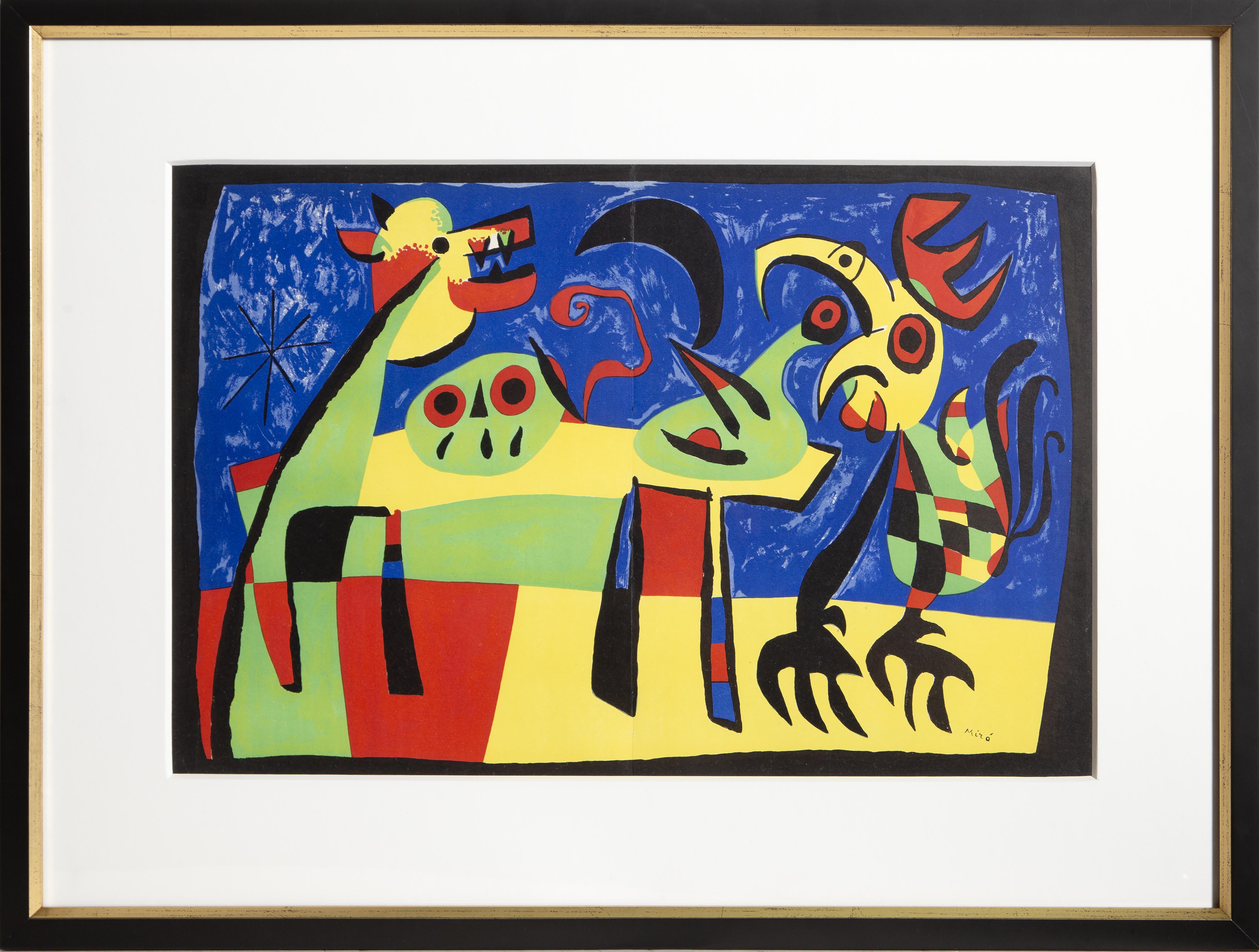 Le Chien aboyant a la lune, Surrealist Lithograph by Joan Miro