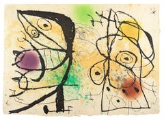 Le Courtisan Grotesque: Plate III - Joan Miró, Etching, Aquatint, Abstract print