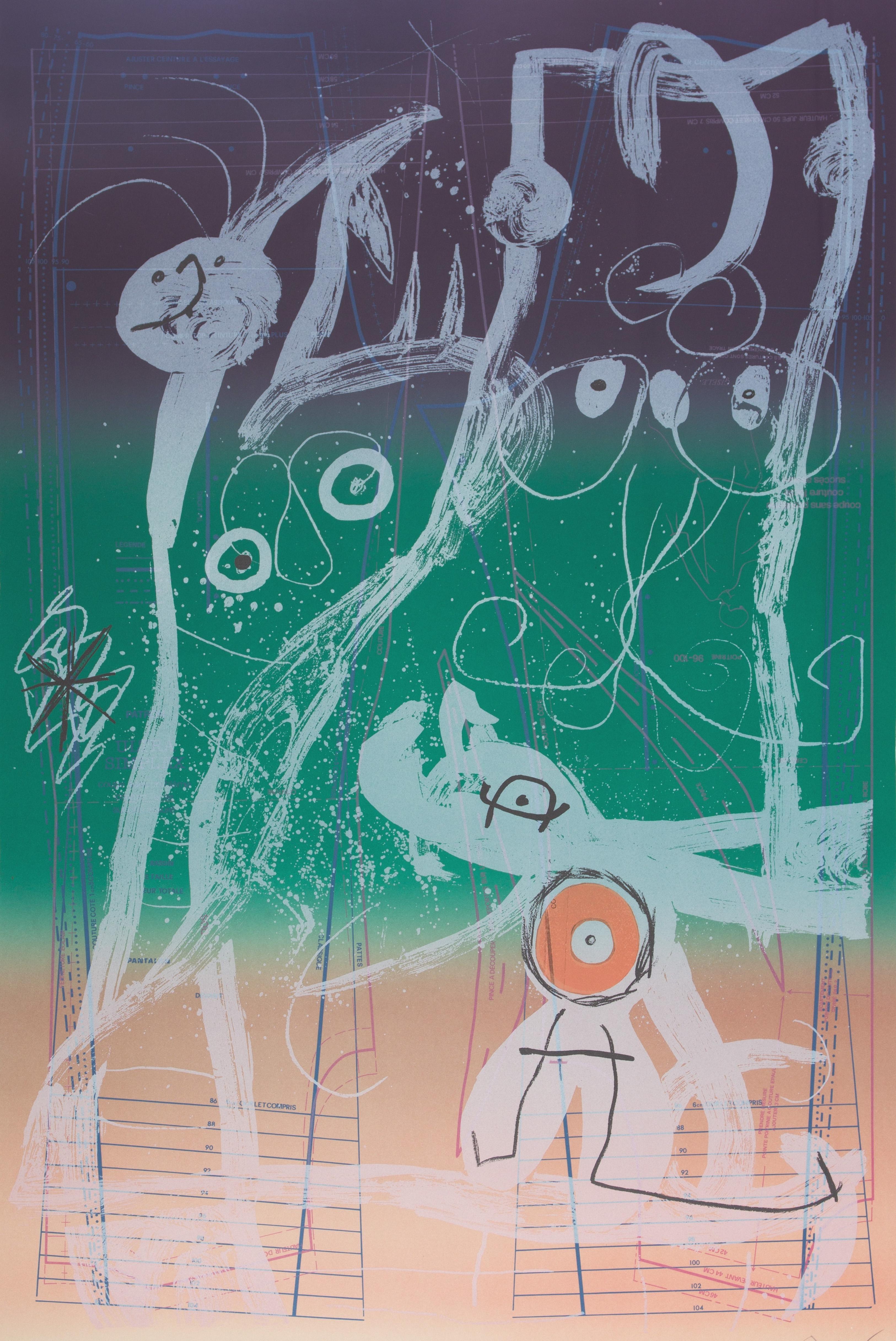 Joan Miró Abstract Print - Le Delire du Couturier, Bleu, Rouge, Vert