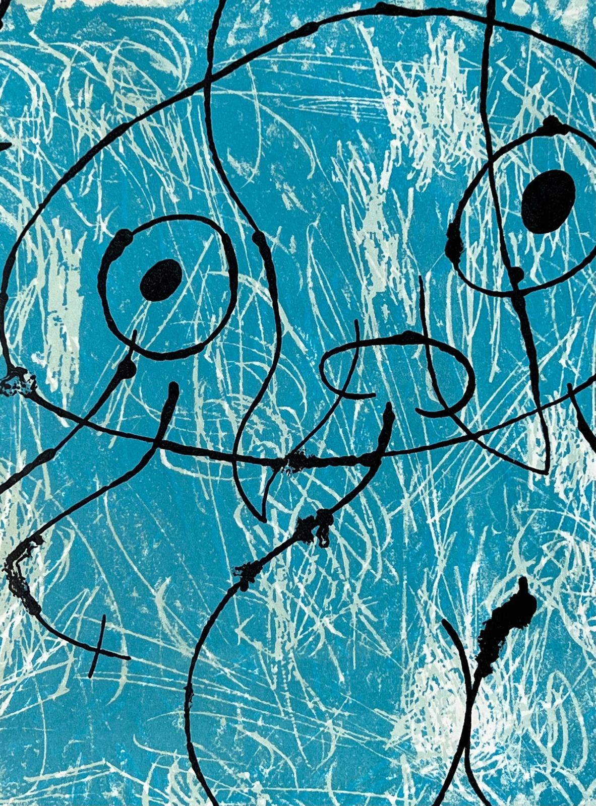 Le Lézard aux plumes d'or - Blue Abstract Print by Joan Miró