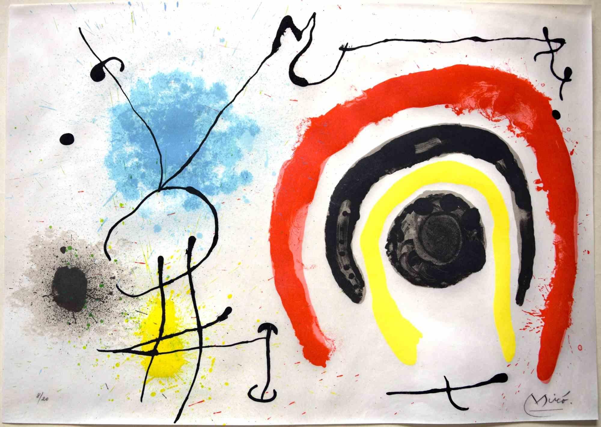Le Lézard aux Plumes d'Or is a beautiful and rare color lithograph on parchment, realized in 1967 by the Spanish Surrealist artist Joan Miró  (Montroing, 1893 - Mallorca, 1983).

Numbered on the lower left: 8/20.

Hand- signed on the lower