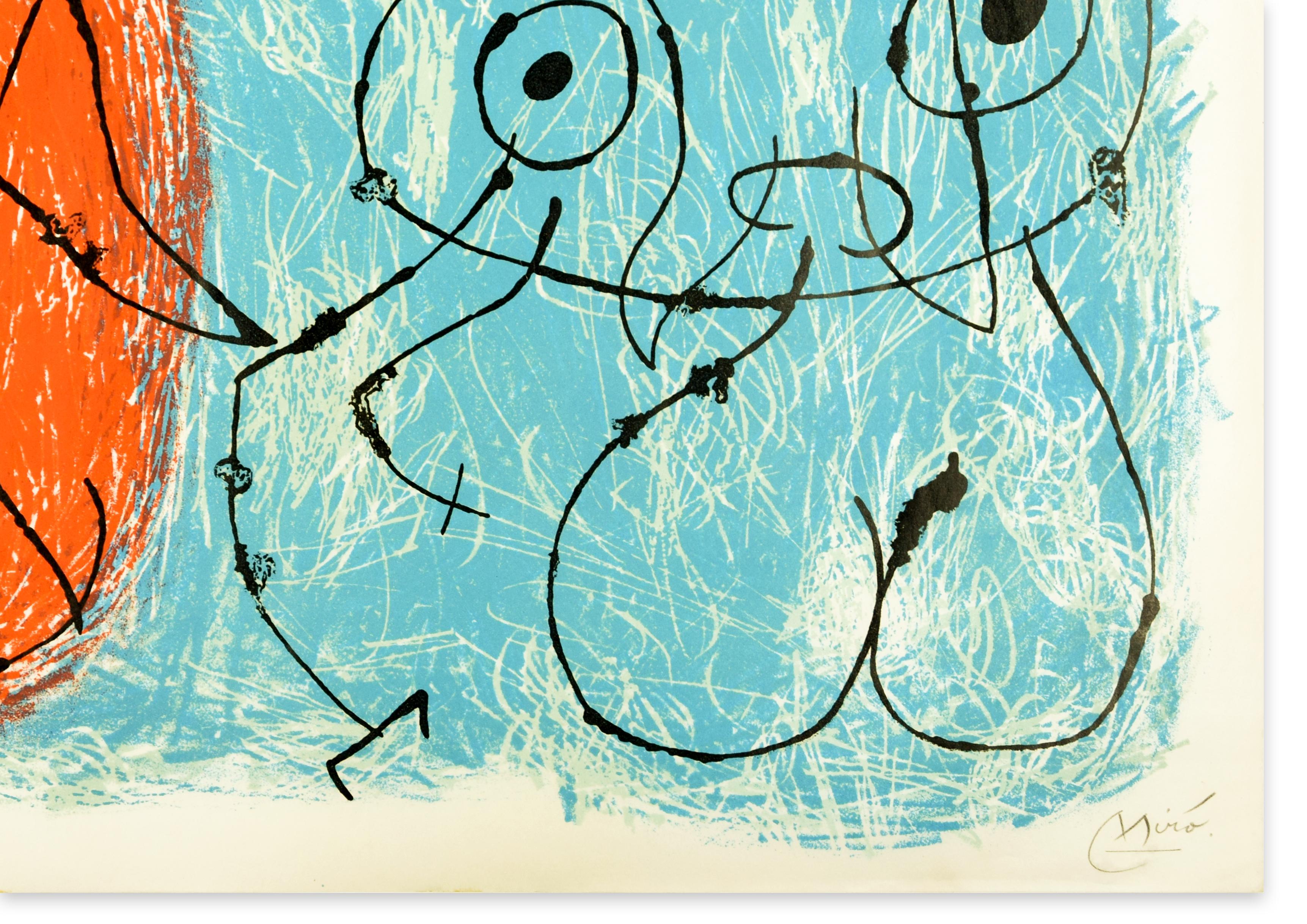 Le Lézard aux Plumes d'Or - Lithographie von Joan Mirò - 1971 (Blau), Abstract Print, von Joan Miró