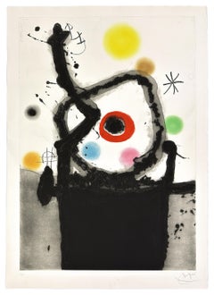 Le Rebelle Aquatint Etching by Joan Miró, Signed, 4/75, 52x39 in