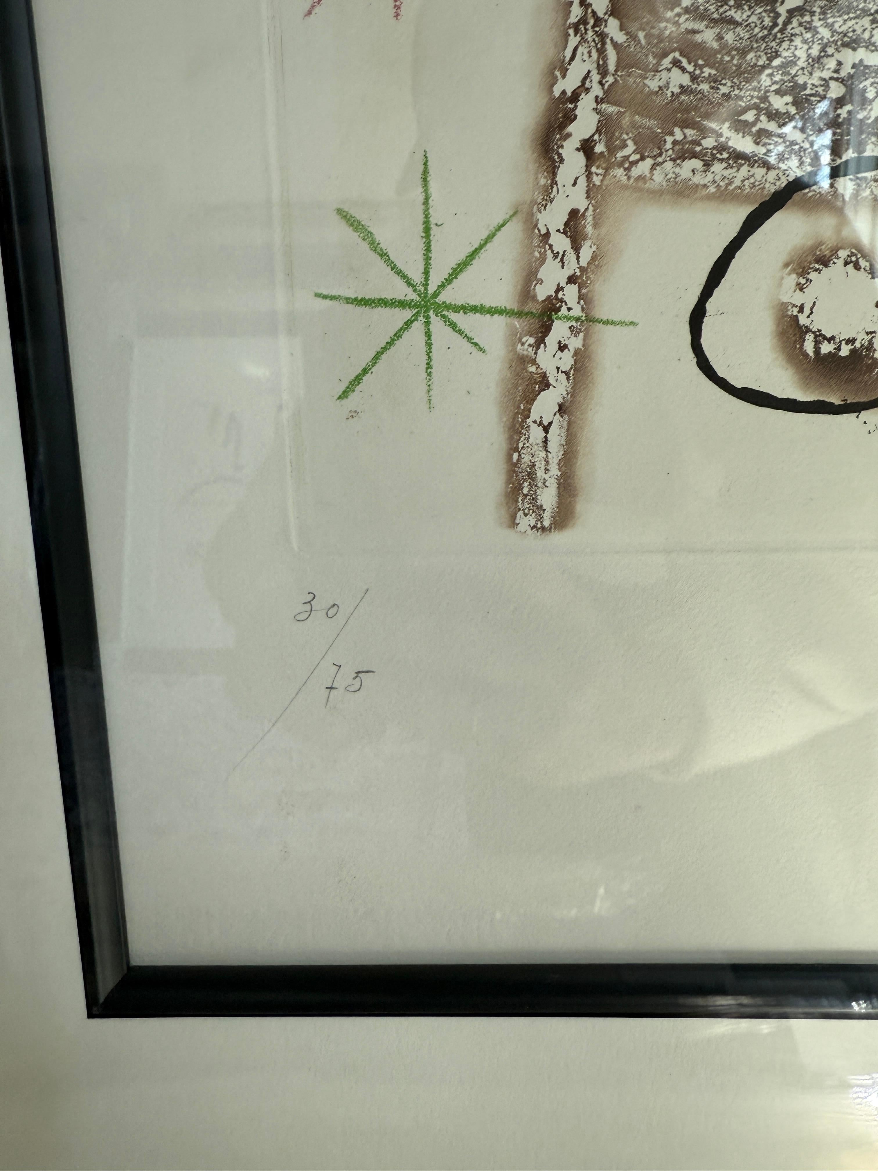 Joan Miró
Les Forestiers (I Forestieri - marrone scuro)

Acquatinta a colori su carta Rives BFK, 1958
Numerato e firmato dall'artista nel margine inferiore
Impressione 30 da un'edizione di 75 esemplari
Stampato da Crommelynck et Detrou e pubblicato
