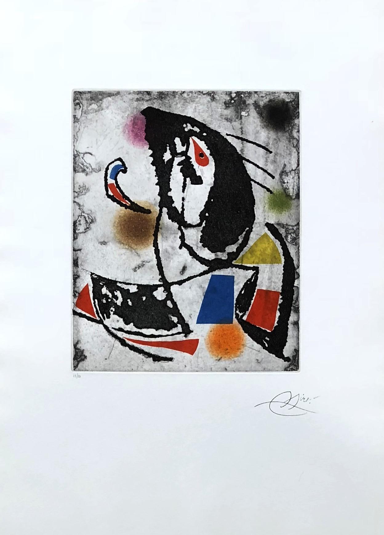 Joan Miró Abstract Print - Les Montagnards - Original Etching - 50 copies
