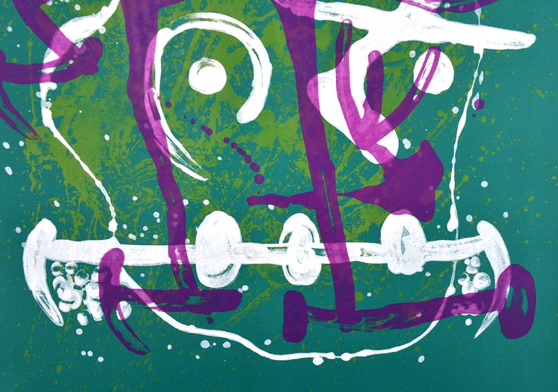 L'Illetré— Vert et Violet - Blue Figurative Print by Joan Miró