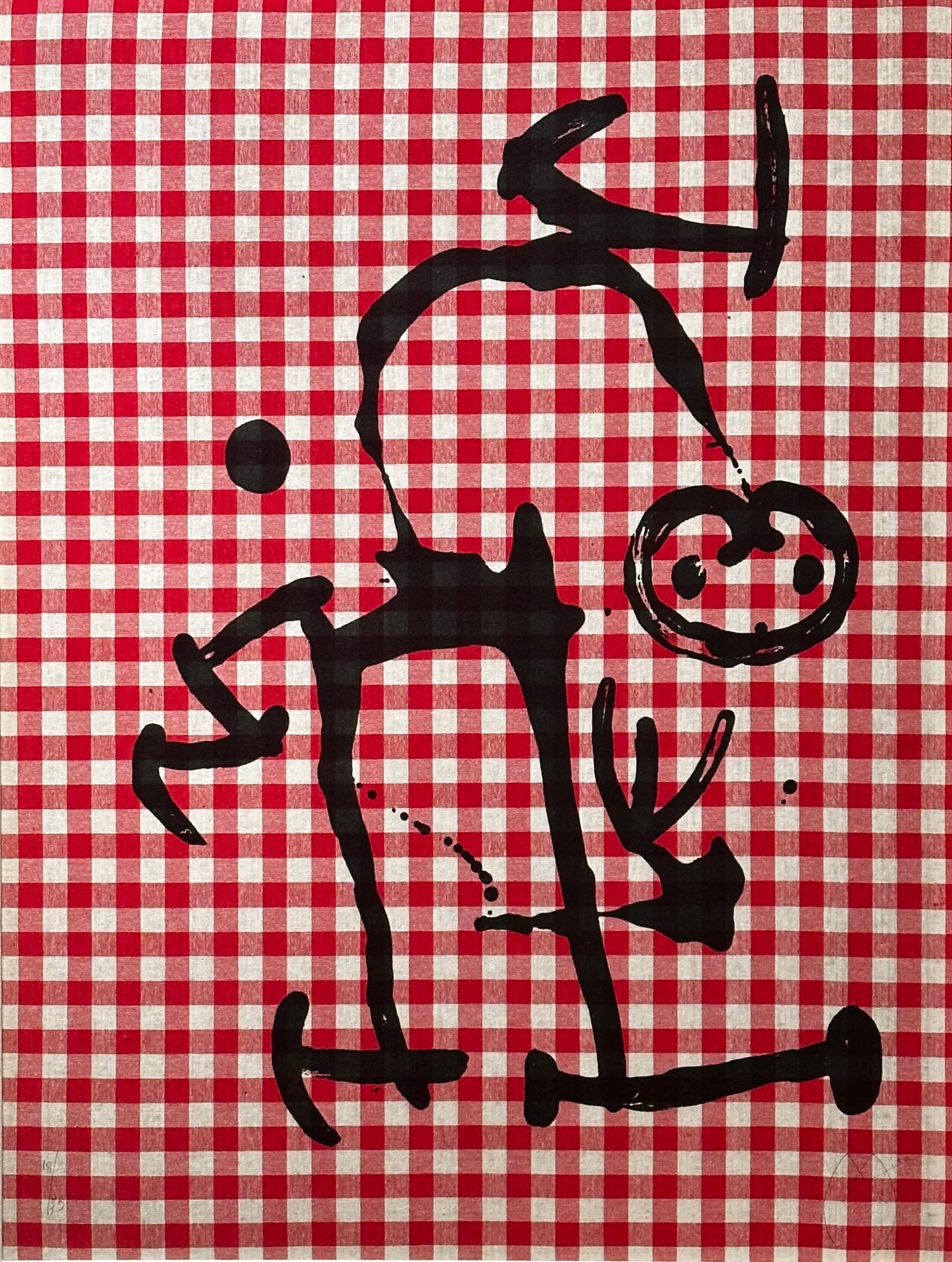 Joan Miró Abstract Print - L'Illettré aux Carreaux Rouges