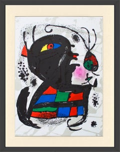 Lithografia V Original Lithograph by Joan Miró, Framed, 1975