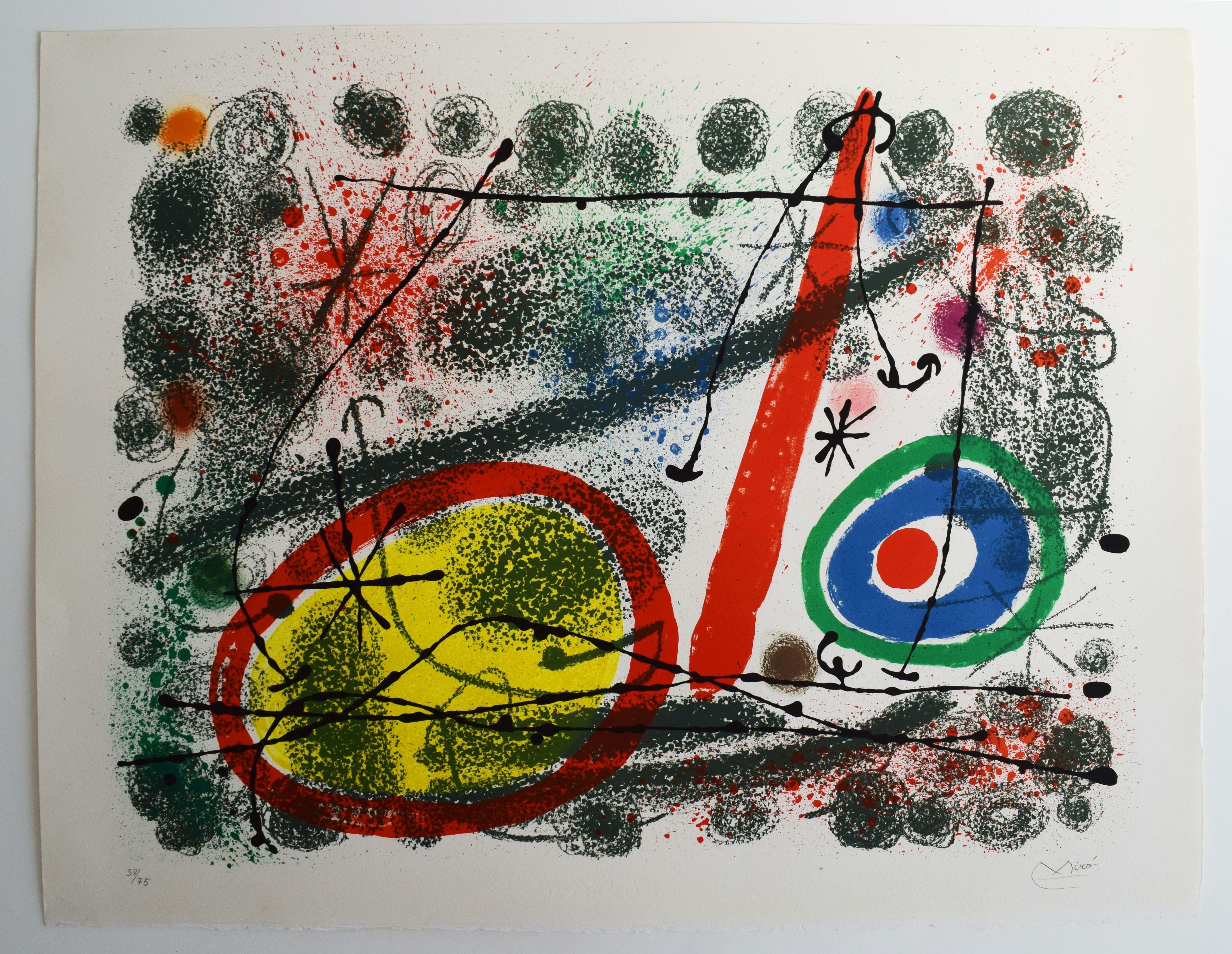 Litografia per la mostra Boxes - Surrealismo Spagnolo 1965 - Print di Joan Miró