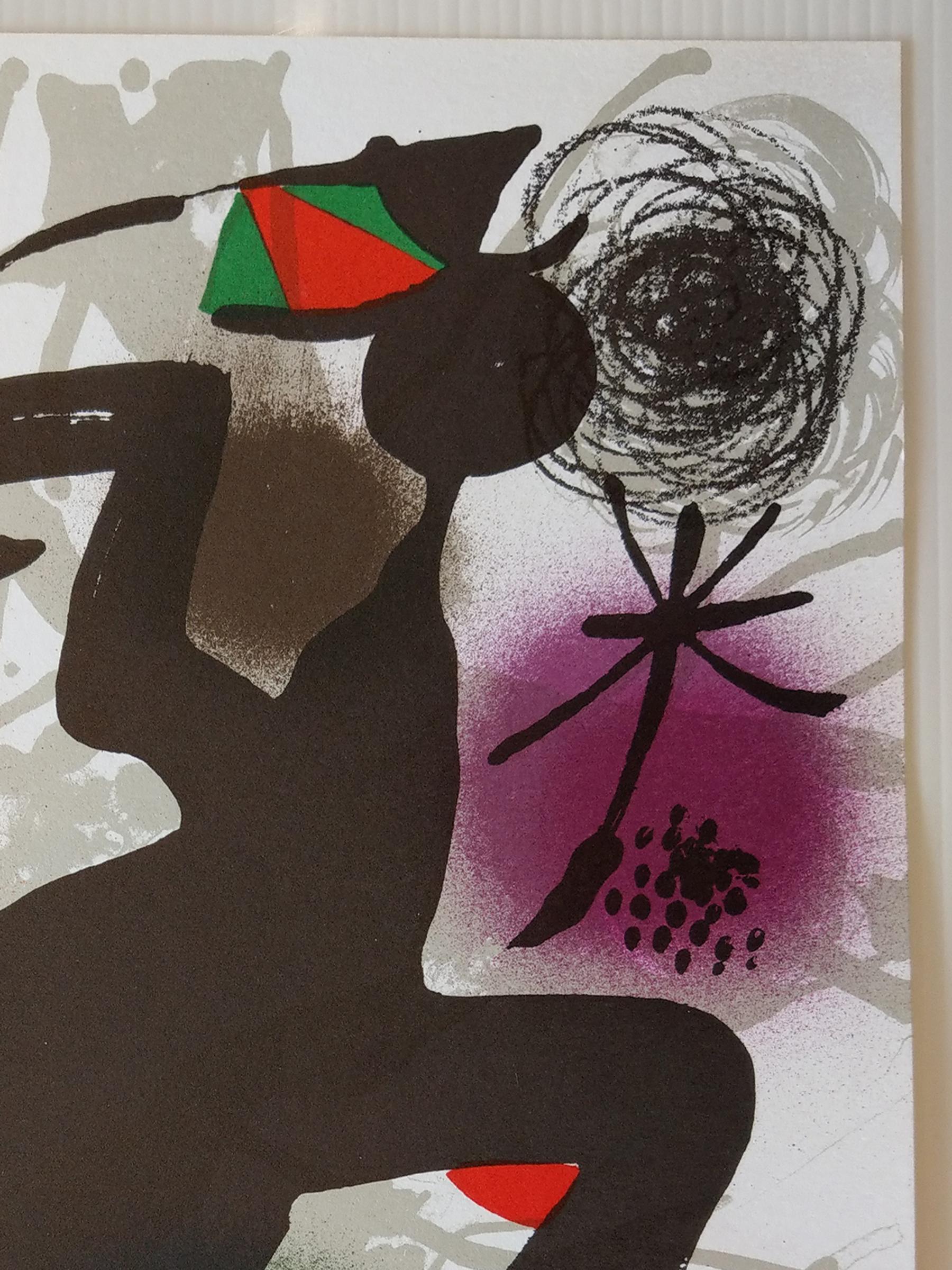 Lithograph IV - Volume III - Brown Abstract Print by Joan Miró